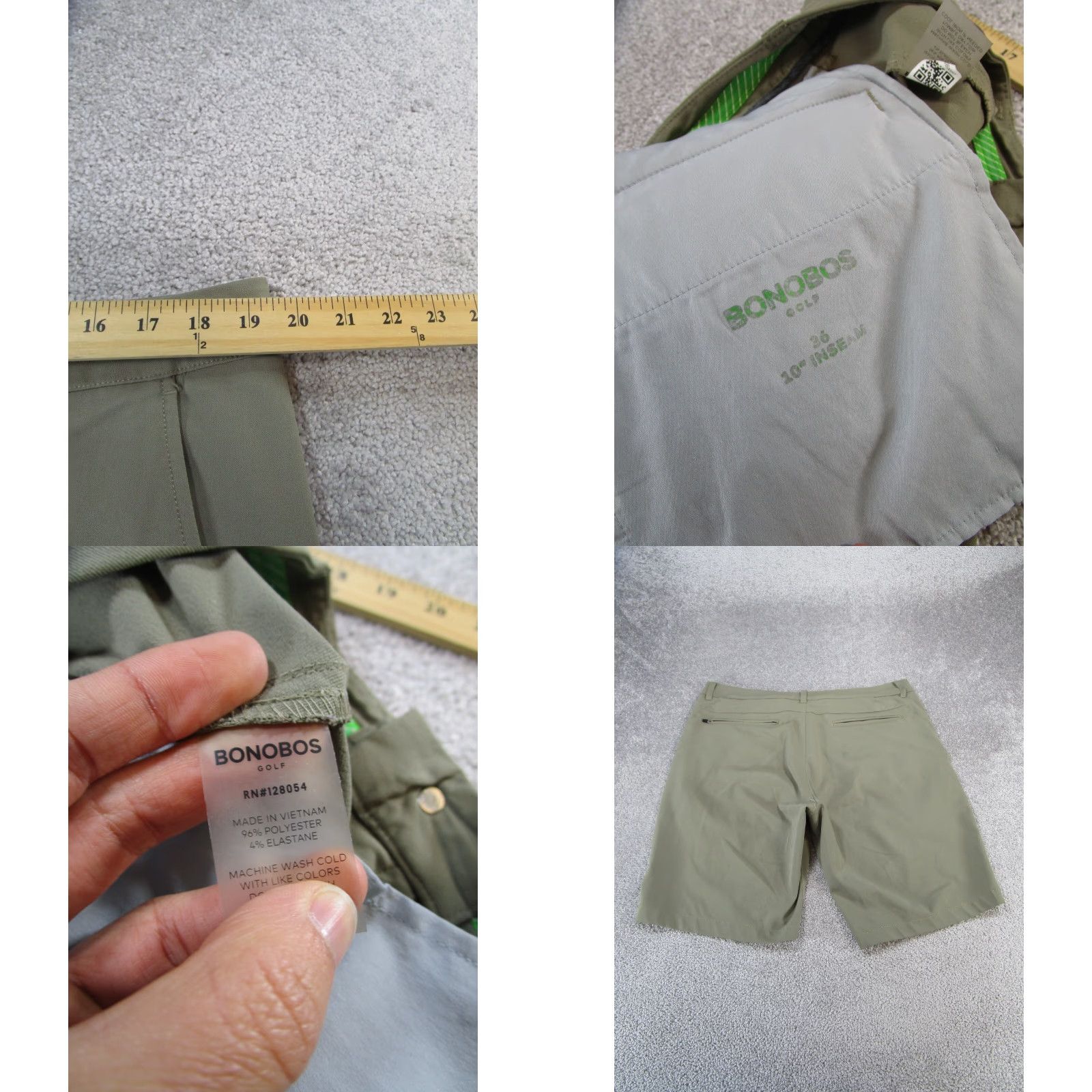 Bonobos Bonobos Mens 36 Green Polyester Chino Shorts 10" Golf Casual Travel Workwear Size US 36 / EU 52 - 8 Thumbnail