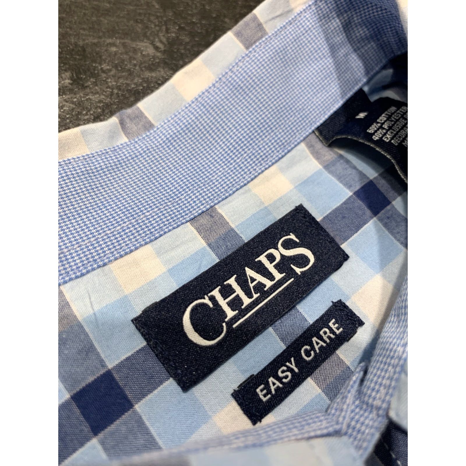 Chaps Chaps Men's M Blue Plaid Short Sleeve Button-Up Shirt Easy Care Classic Retro Grunge Size US M / EU 48-50 / 2 - 5 Thumbnail