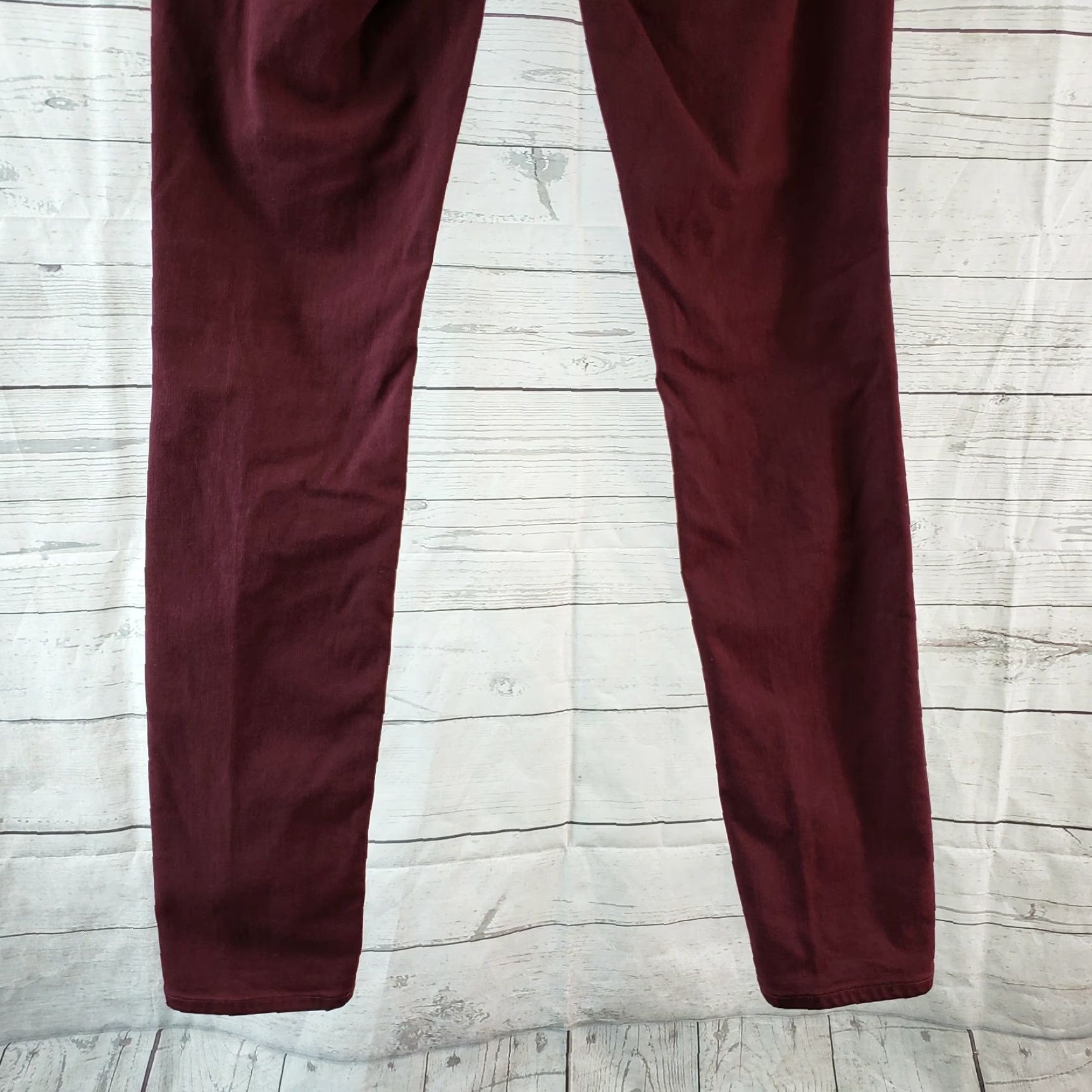 Ann Taylor Ann Taylor LOFT Womens Modern Skinny Pants Sz 0 Maroon Red Cotton Blend Low Rise Zip 30in Inseam Slim Fit Pants Womens Size 25" / US 0 / IT 36 - 5 Thumbnail