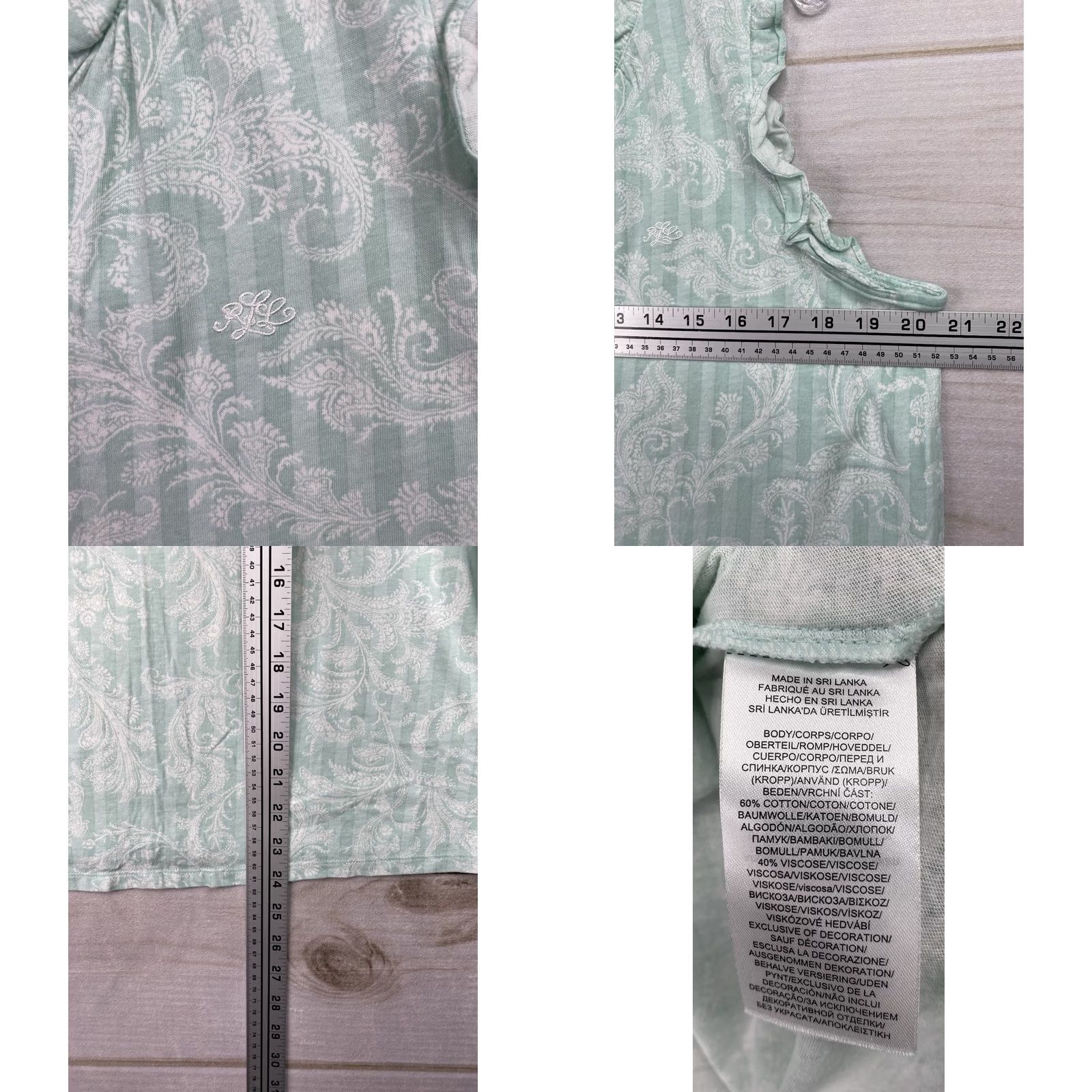 Ralph Lauren Ralph Lauren Womens Pajama Set L Sleeveless Tank Monogram Floral Multicolor Knit Cotton Blend Embroidered Logo Short LRL Size 36" / US 14 / IT 50 - 8 Thumbnail