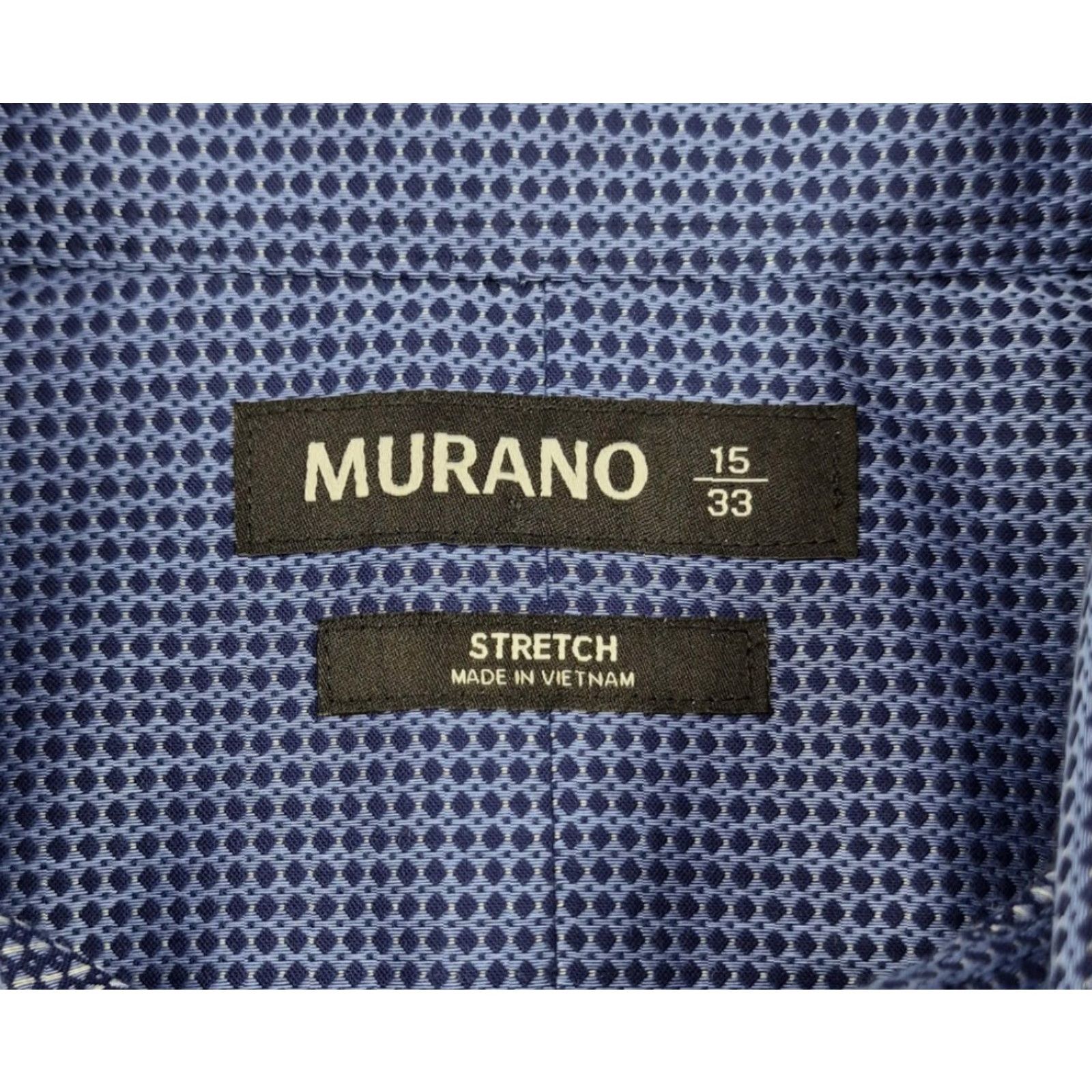 Murano Murano Shirt Button Up Mens 15 32/33 Blue Geometric Stretch Dress Long Sleeve Size 40R - 5 Thumbnail