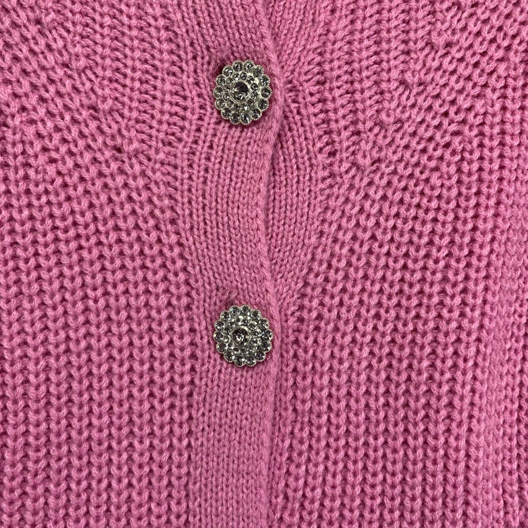 Fashion Nova VINTAGE Fashion Nova Women's Pink Cardigan Sweater Small Waffle-Knit Long Sleeve Acrylic Button 90s classic Size S / US 4 / IT 40 - 6 Thumbnail