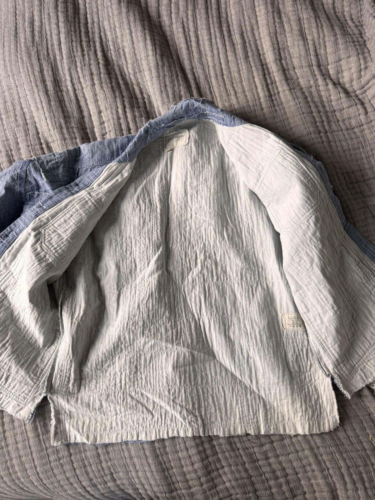 Greg Lauren NET/NW Greg Lauren Chambray Scraps Shawl Collar Boxy Fit Size US S / EU 44-46 / 1 - 6 Thumbnail