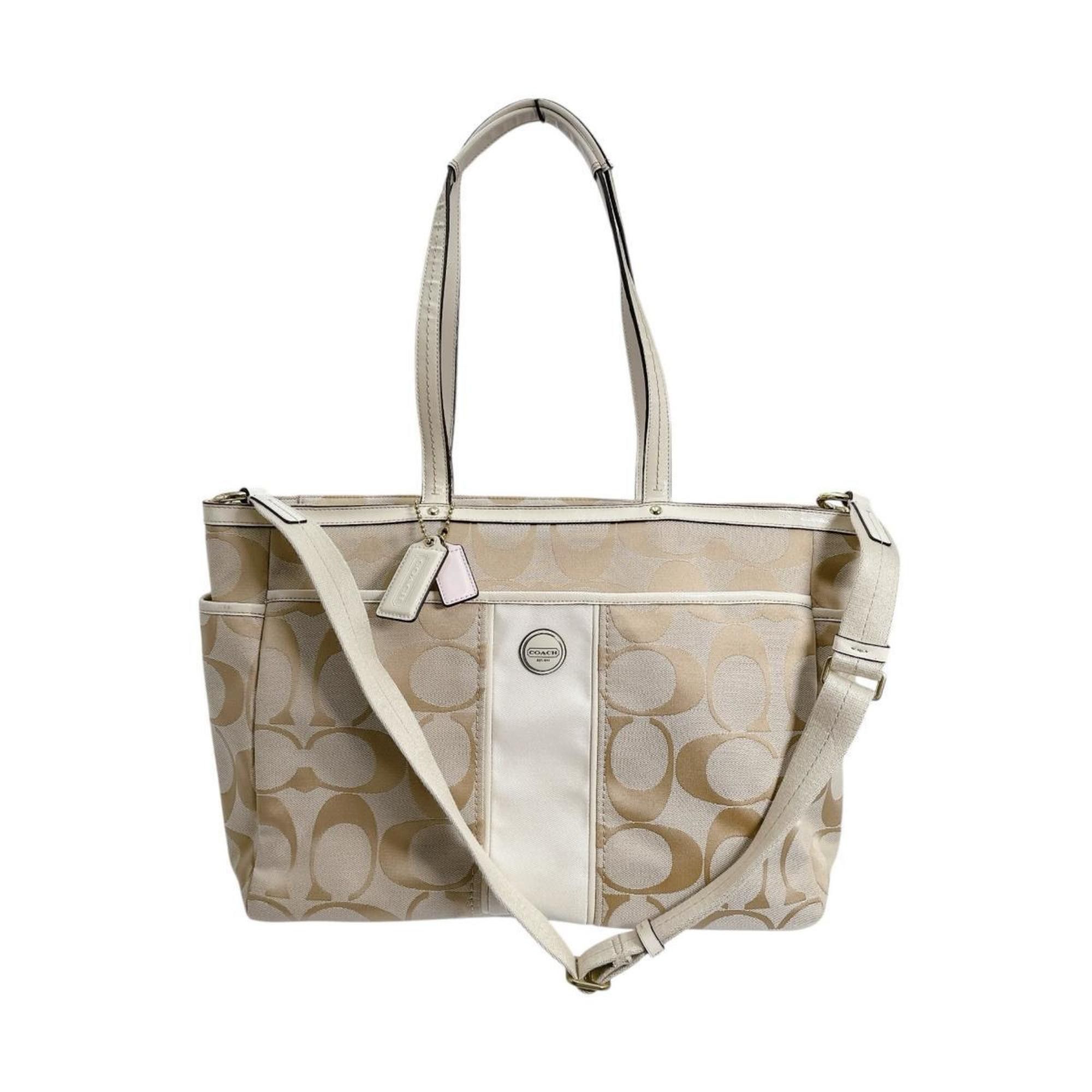 Coach Coach Mother's Canvas Handbag, Tote Bag, 2-Way A1381-F21865, Beige Size ONE SIZE - 1 Thumbnail