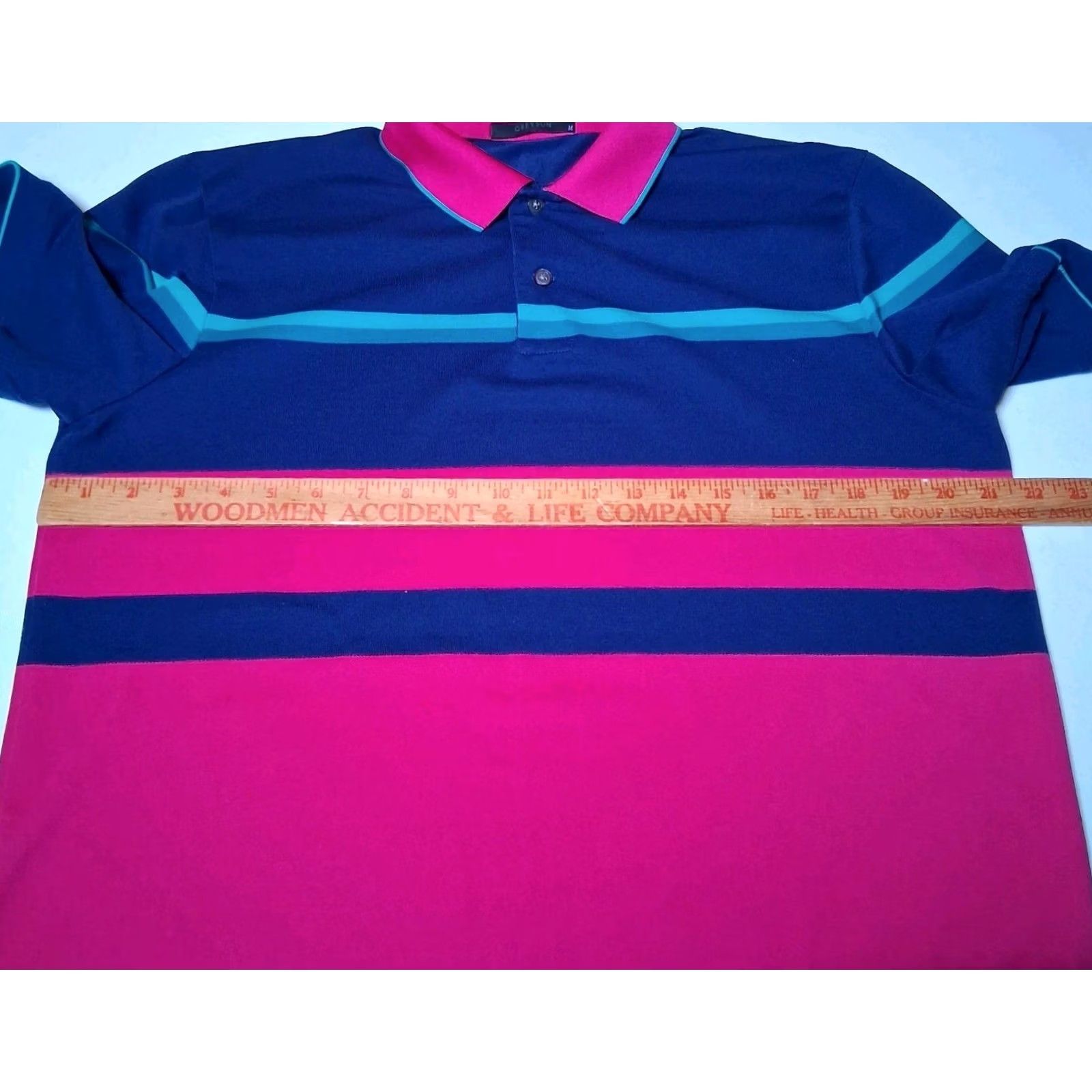 Vintage Greyson Polo Shirt Men M Woven Pima Cotton Blend Pink Blue Striped Golf Golfing Size US M / EU 48-50 / 2 - 5 Thumbnail