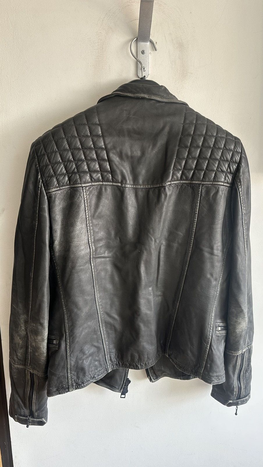 Allsaints All Saints Gray quilted Cargo biker moto leather Jacket XS Size US XS / EU 42 / 0 - 20 Thumbnail