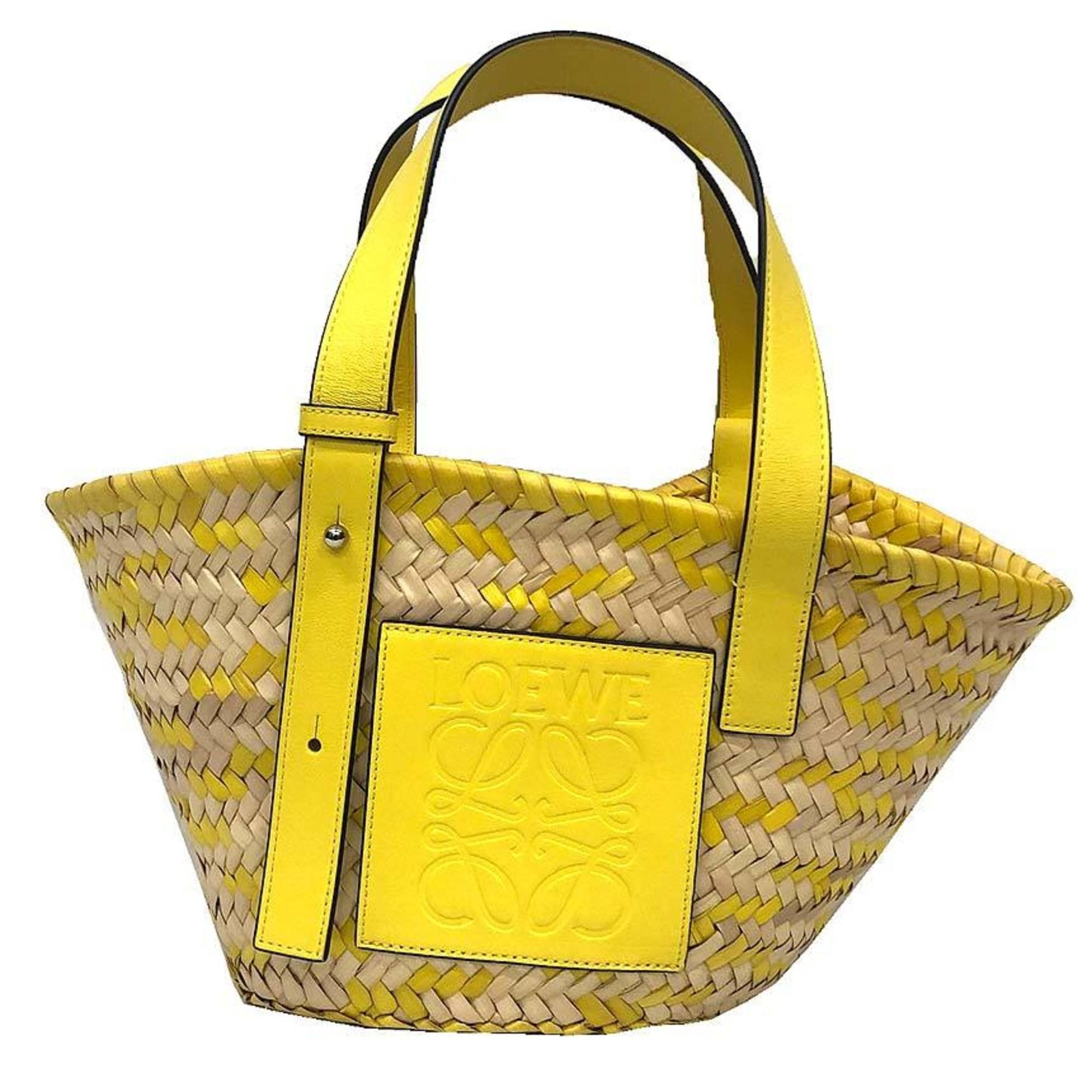 Loewe LOEWE Basket Bag Small Straw A223S93X18 Tote Palm Leaf Handbag Natural x Yellow Women's Size ONE SIZE - 1 Thumbnail