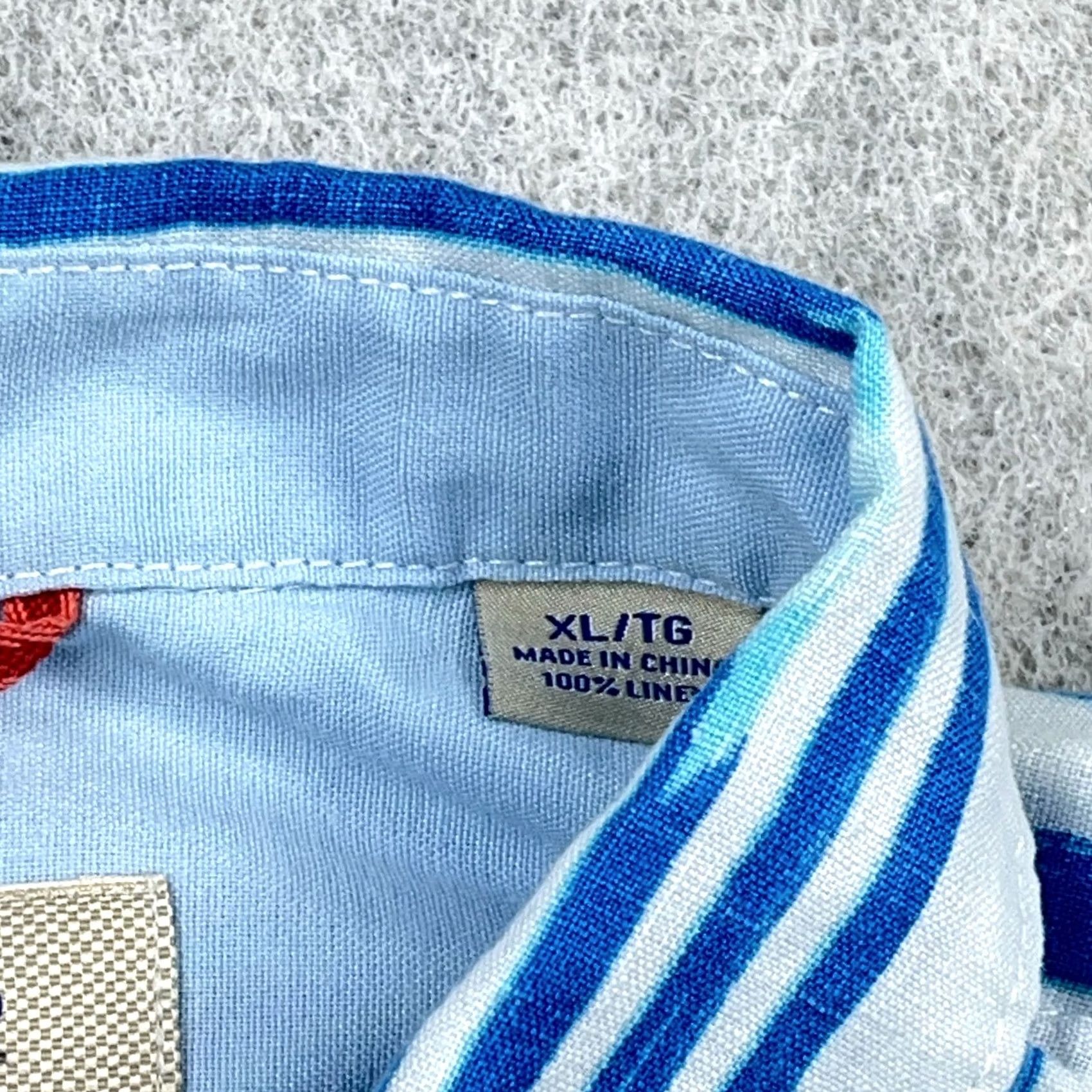 Tommy Bahama VINTAGE Tommy Bahama Shirt Men XL Blue Striped Linen Button Up Camp Beach Preppy Vacation Size US XL / EU 56 / 4 - 4 Thumbnail