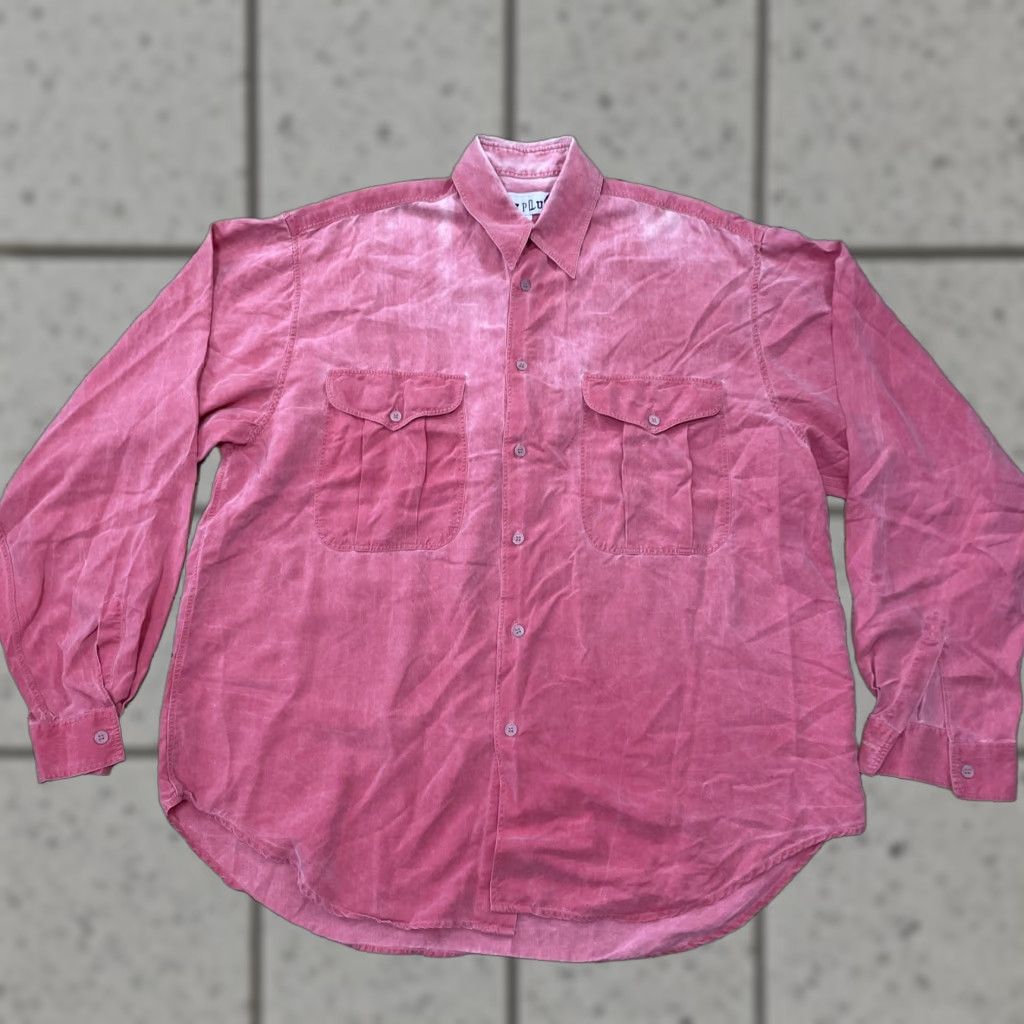Pinko VINTAGE JOYPLUS Shirt Men L Pink Grunge 90s 70s Fade Button-Up Long Sleeve Collared Streetwear Casual Workwear Size US L / EU 52-54 / 3 - 1 Thumbnail