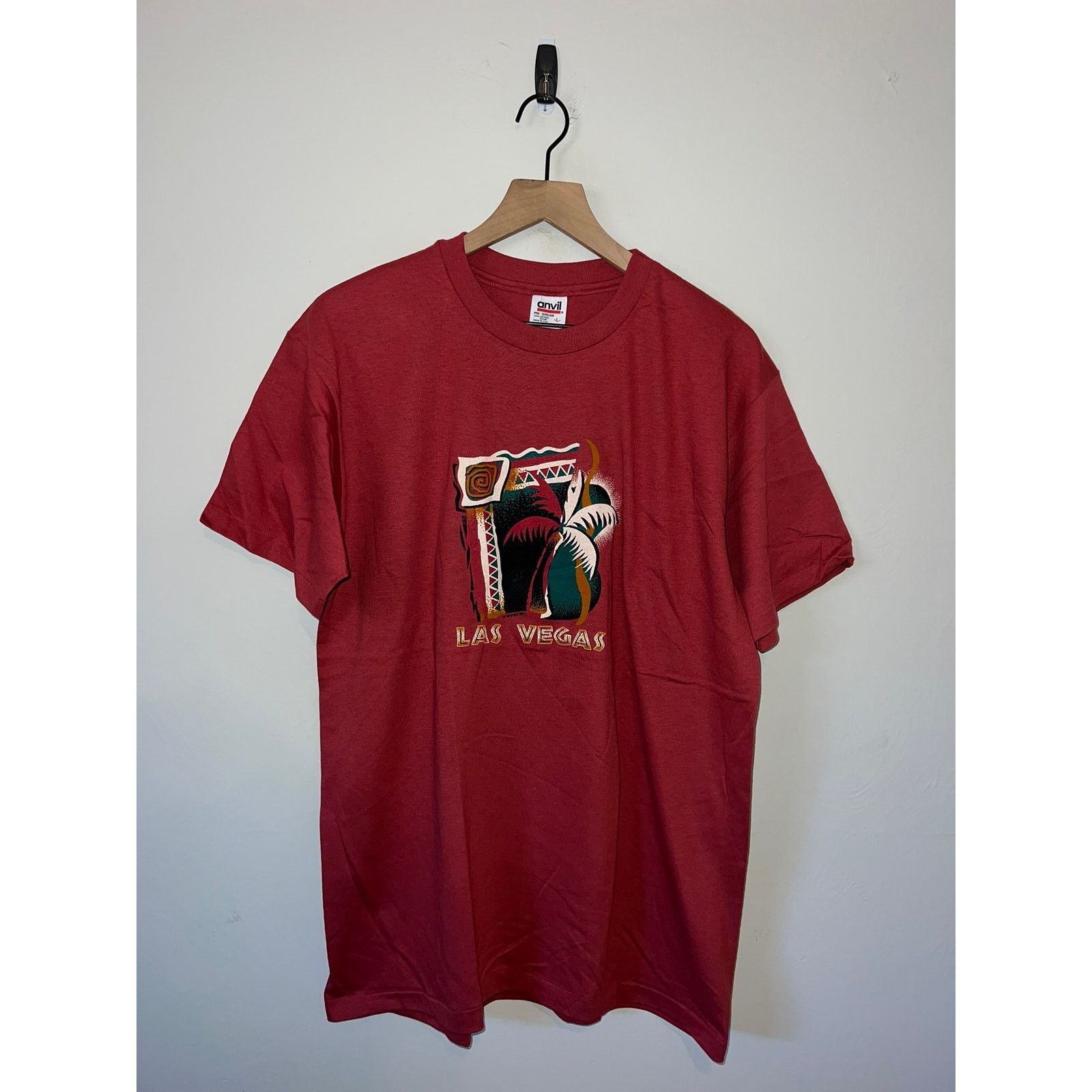 Anvil Vintage Las Vegas Shirt Palm Tree Red Tee VTG 90s Large Size US L / EU 52-54 / 3 - 1 Thumbnail