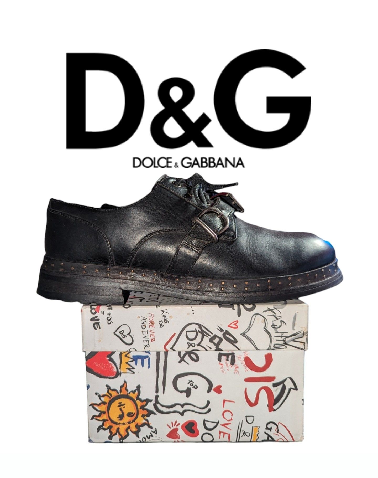 image of Dolce Gabbana Black Leather Low Top Boot, Men's (Size 10)