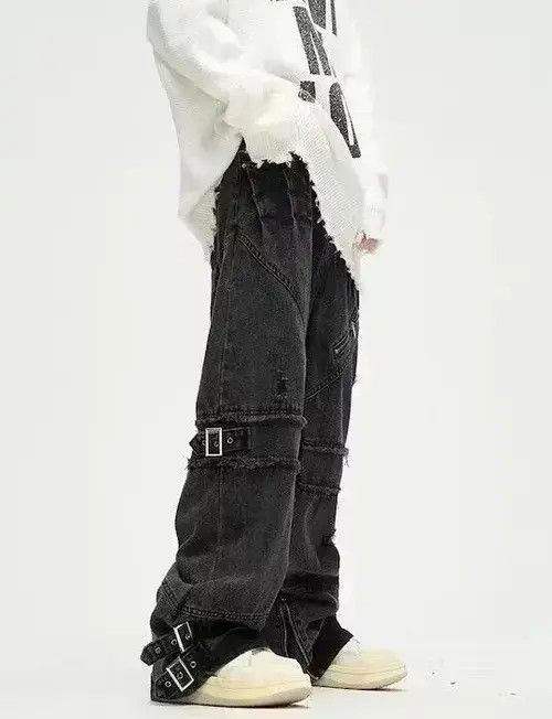 Japanese Brand VIBE Black Gothic Pants Wide Leg Baggy Jeans Size US 30 / EU 46 - 2 Thumbnail