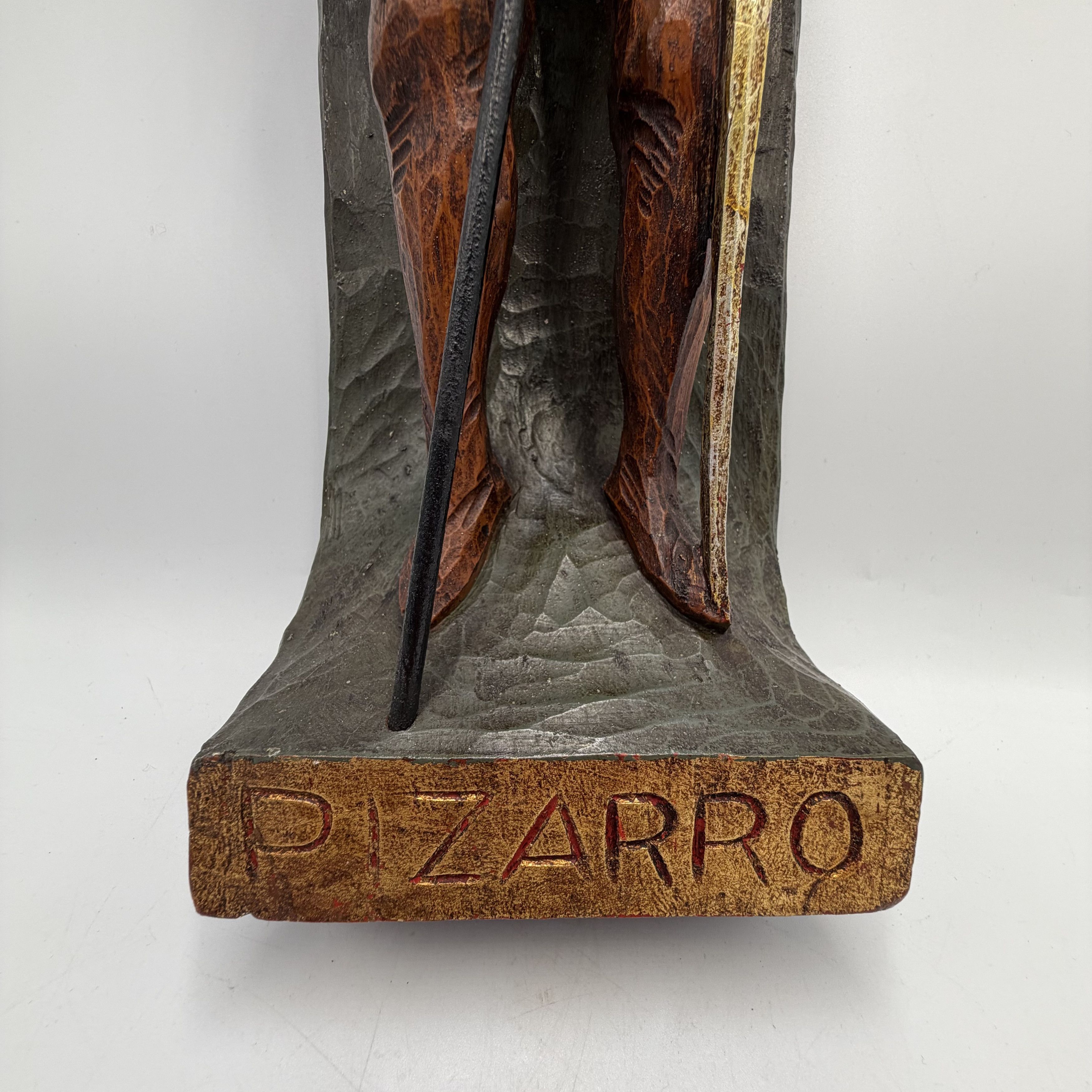 Vintage Vintage Hand Carved Wooden Pizarro Figure Spanish Size ONE SIZE - 4 Thumbnail