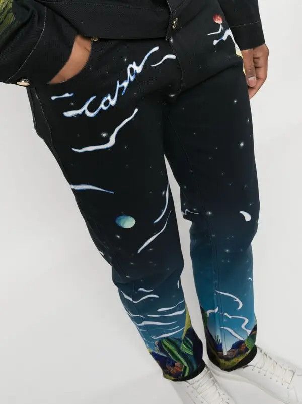 Casablanca o1mle0326 Printed Straight Leg Jeans Cowboy De in Multicolor Size US 32 / EU 48 - 5 Thumbnail