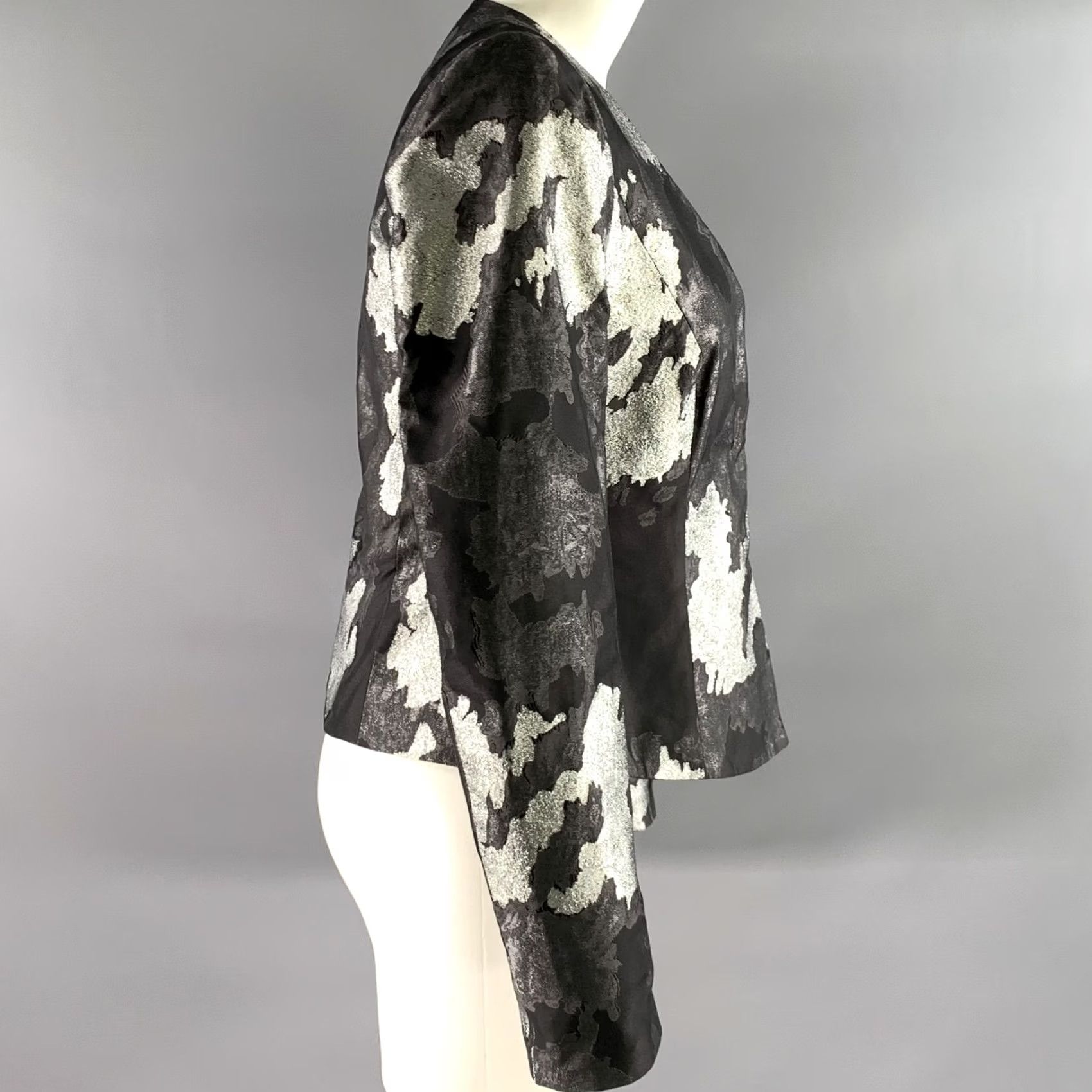 Escada ESCADA Black Silver Silk Blend Two Button Jacket Size 4 Womens Size S / US 4 / IT 40 - 3 Thumbnail