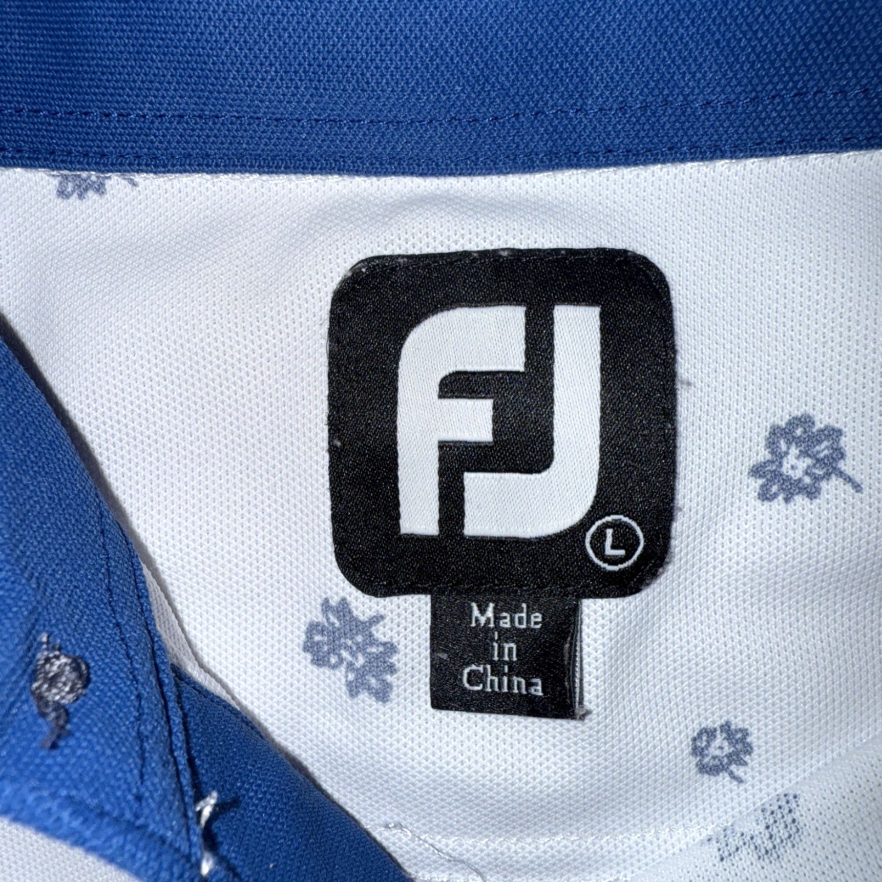 Footjoy VINTAGE FootJoy Polo Golf Shirt White Blue Flowers Floral Men's Large Stretch Arrowhead Size US L / EU 52-54 / 3 - 3 Thumbnail