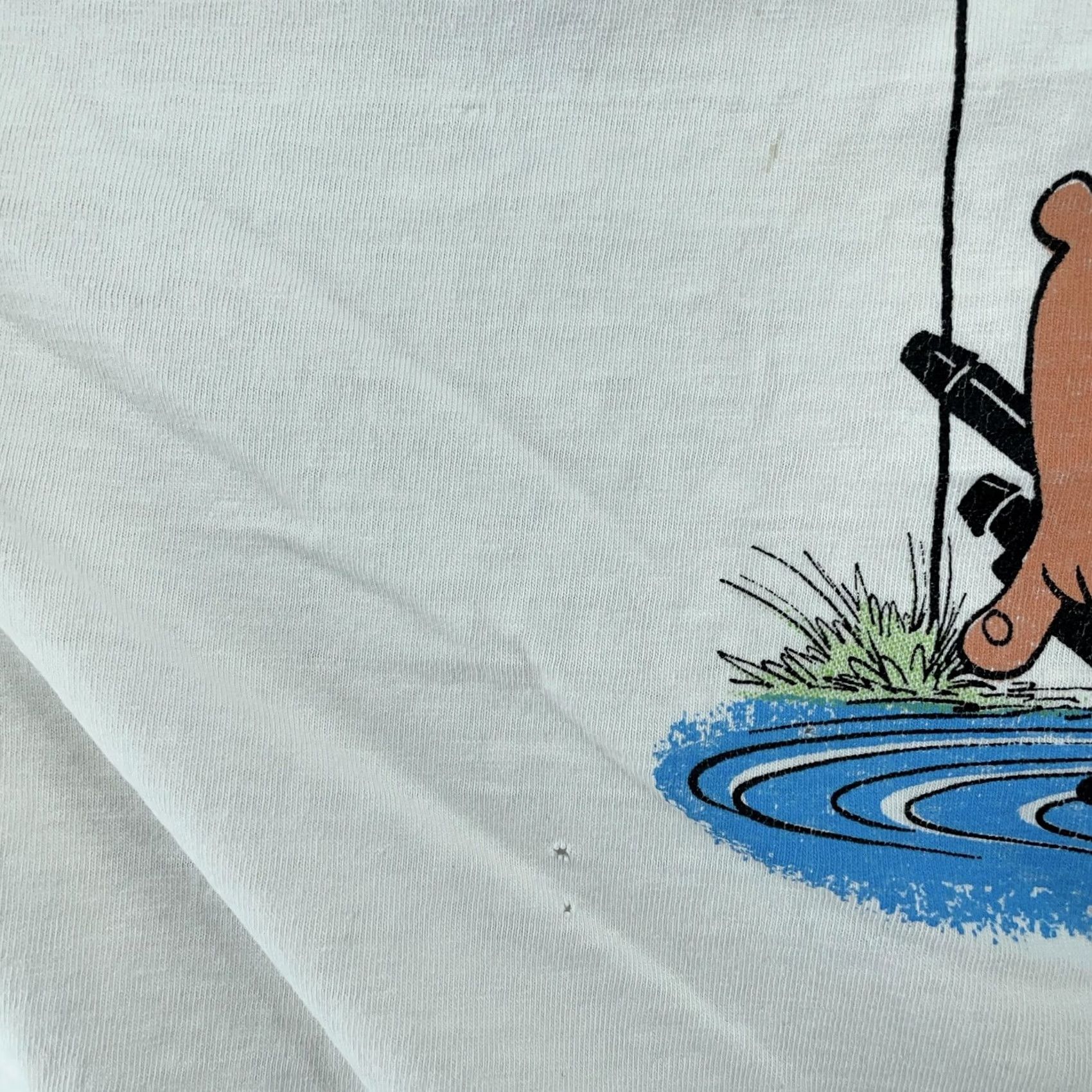 Vintage Trashed Vintage Bass Pro Shops Shirt M/L Fishing Cartoon It's A Keeper Joke Tee Mens White Crew Neck Short Sleeve Graphic Print Fun Size US M / EU 48-50 / 2 - 4 Thumbnail