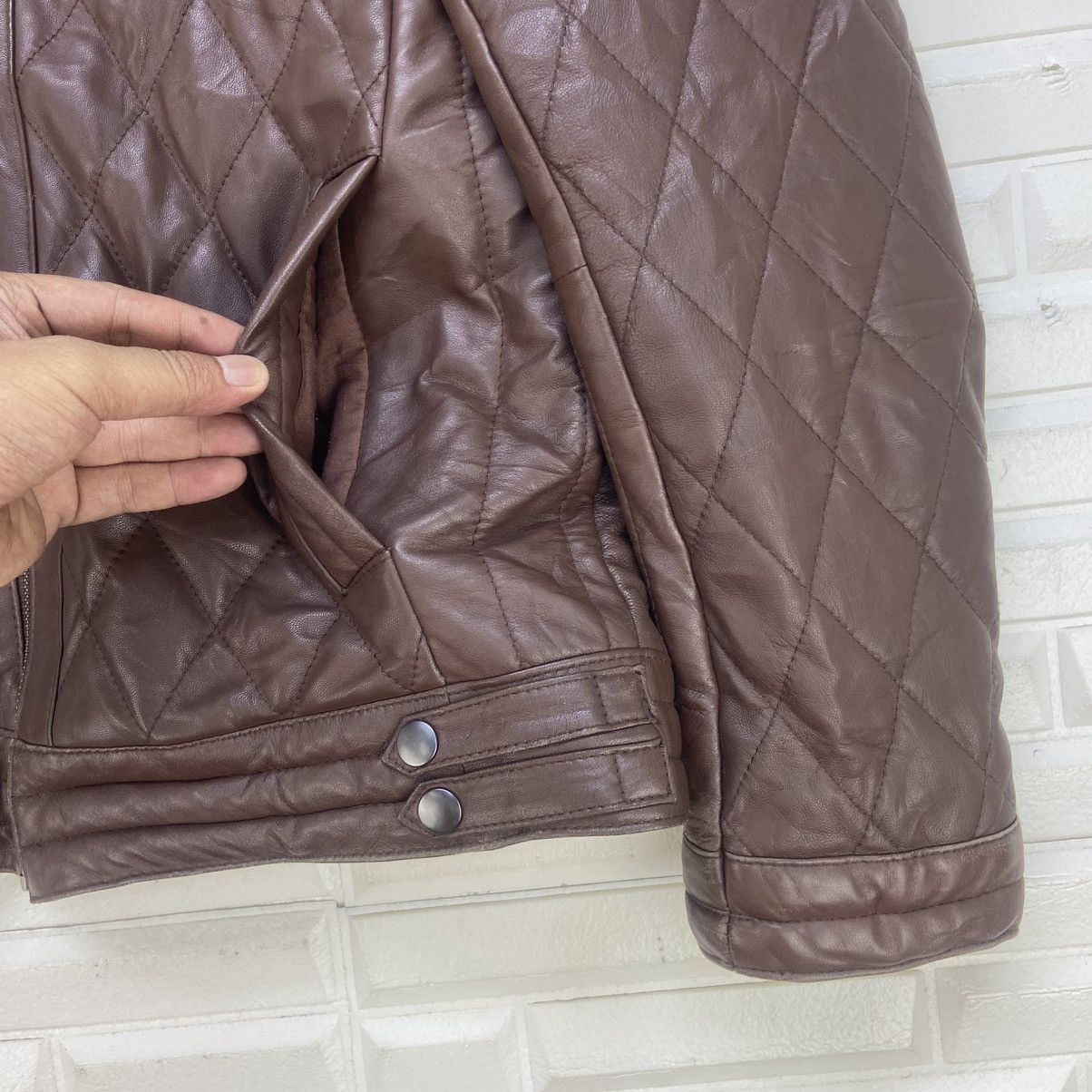 Genuine Leather × Japanese Brand Good Day Sheepskin Quilted Biker Racing Leather Jacket Size US S / EU 44-46 / 1 - 9 Thumbnail