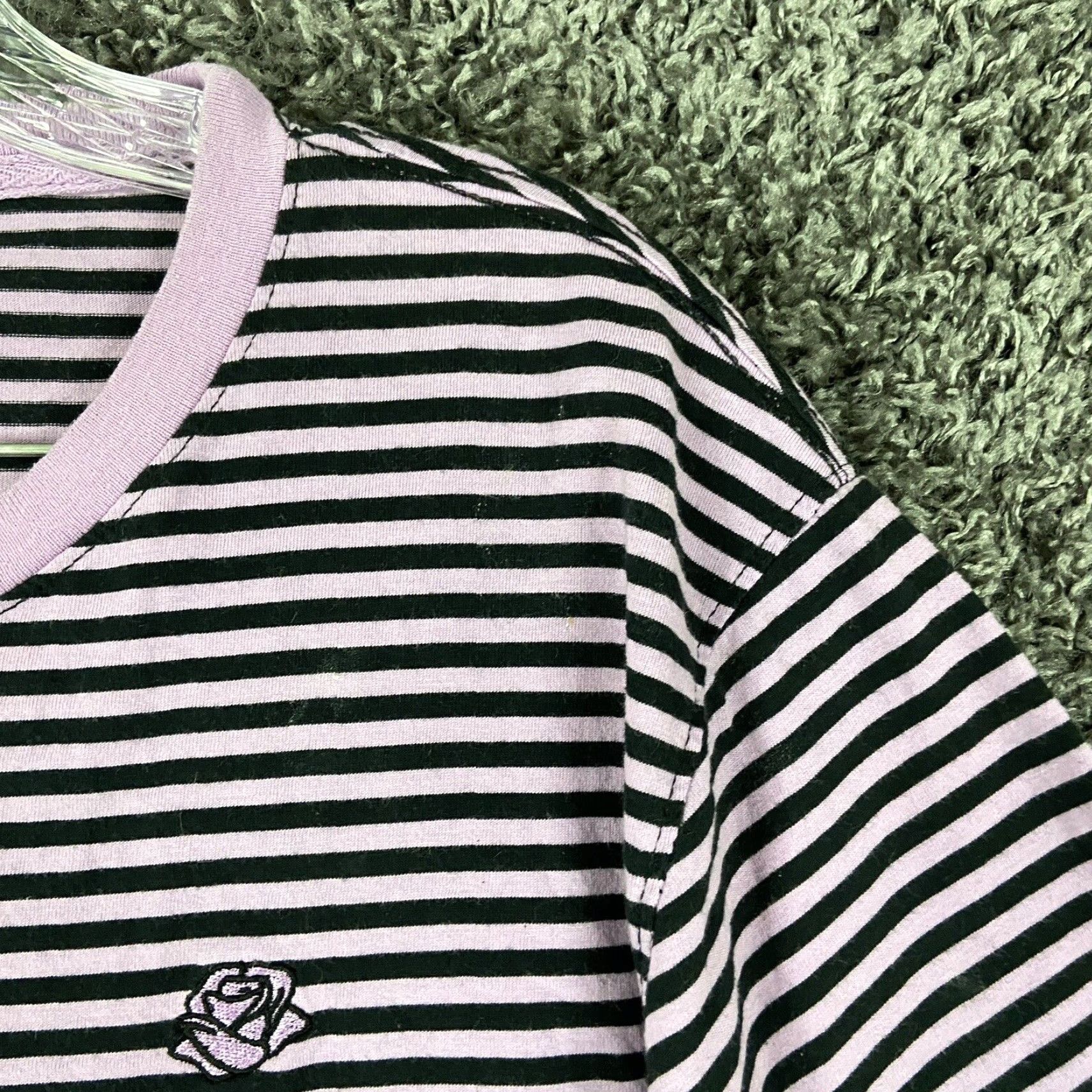 Empyre EMPIRE VINTAGE Striped T-Shirt Women XL Purple Black Short Sleeve Size XL / US 12-14 / IT 48-50 - 5 Thumbnail