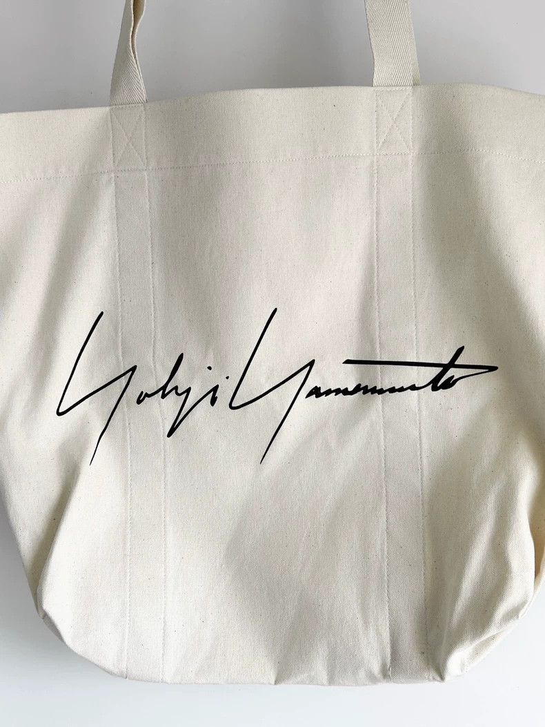 Yohji Yamamoto Yohji Yamamoto Signature Printed White Tote Bag 2504-Nextar Size ONE SIZE - 3 Thumbnail