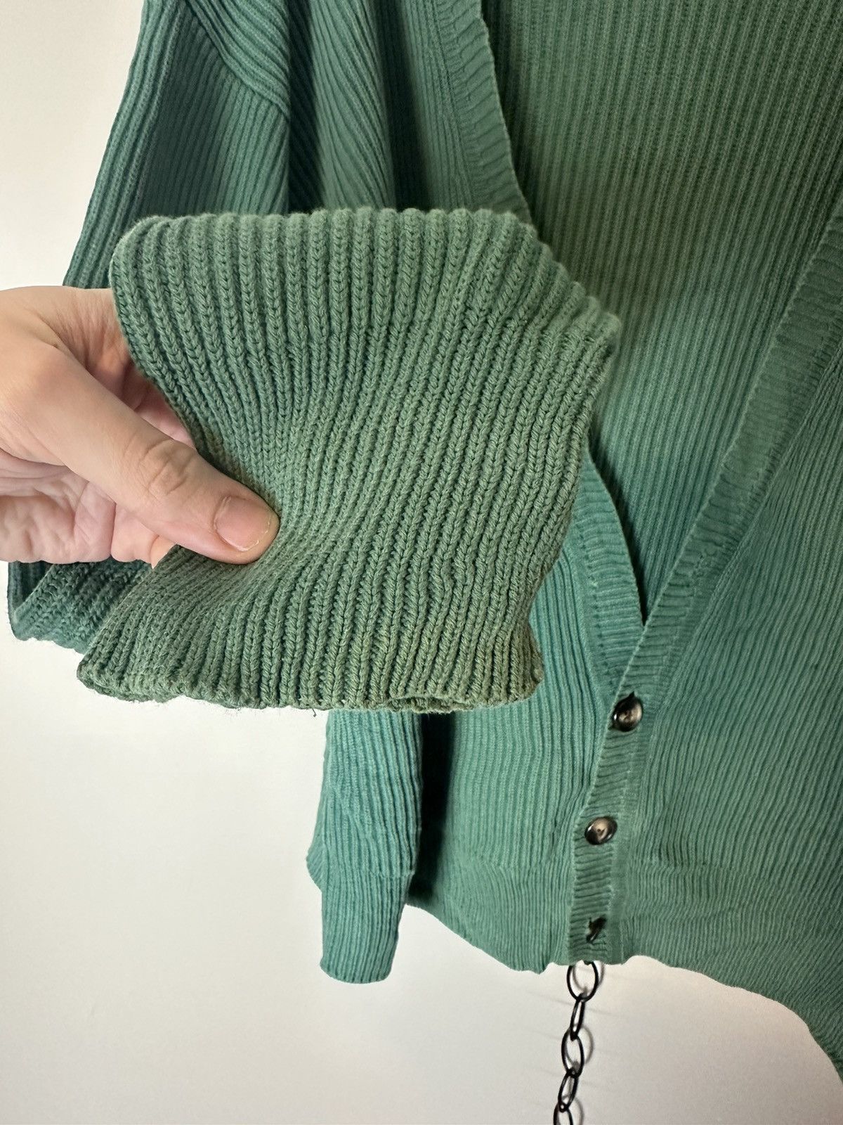 Nordstrom × Vintage Vintage Nordstrom Green Ribbed Cardigan Sweater Large Size US L / EU 52-54 / 3 - 6 Thumbnail
