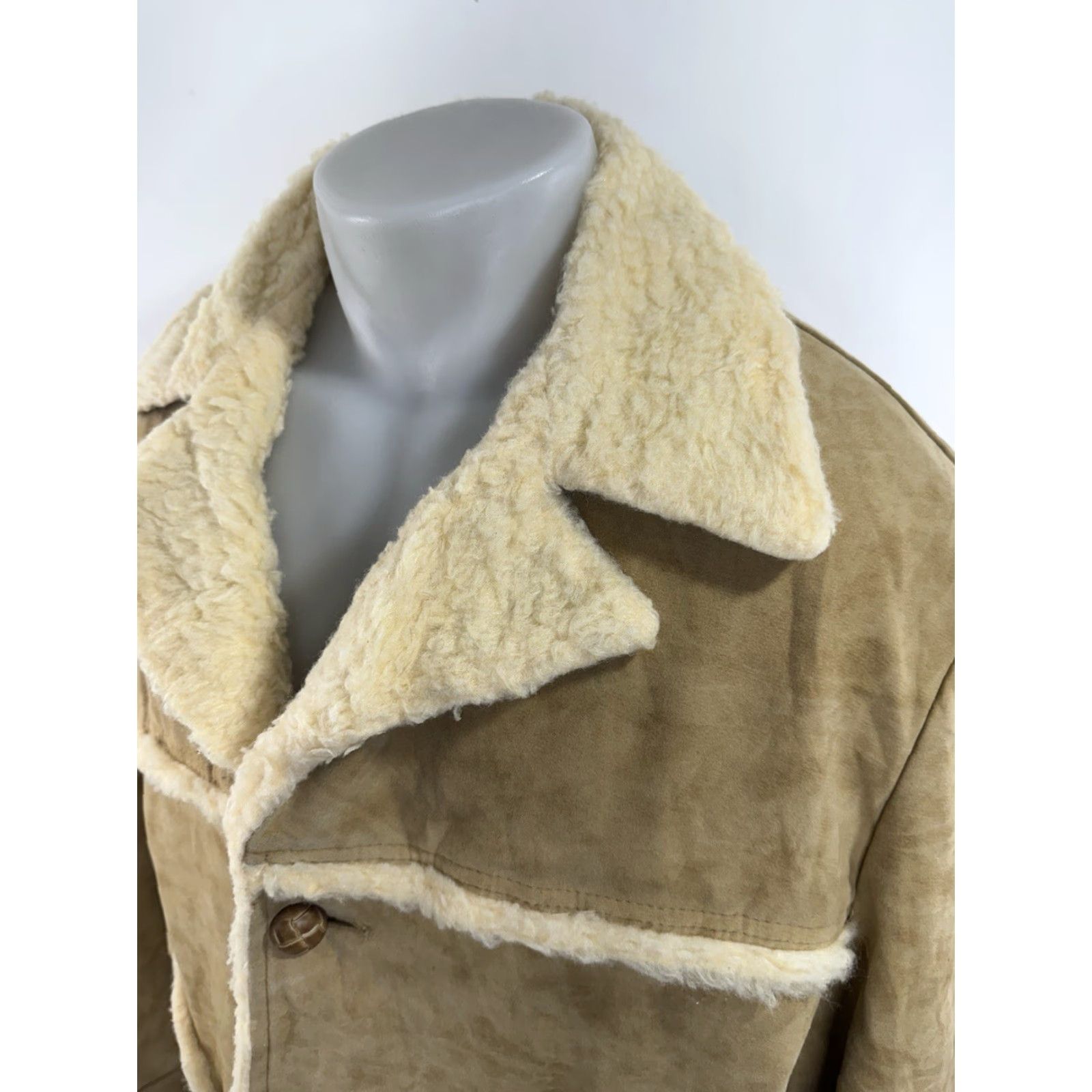 Vintage WIMAN Jacket Coat Heavy Lined Sherpa Harvester Ranch Vinyl Suede XL Light Brown Tan Men Retro 90s Mens Wiman #2 Size US XL / EU 56 / 4 - 4 Thumbnail
