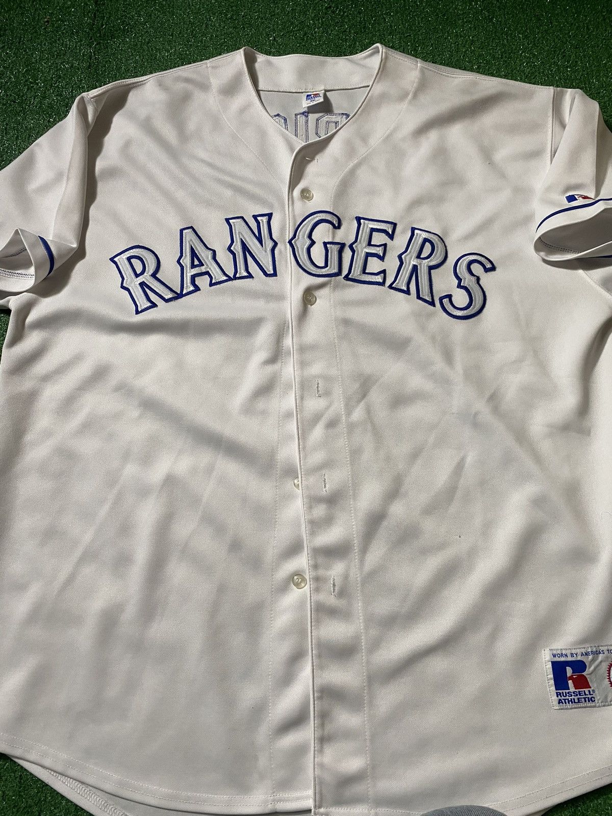 Image of Texas Rangers Ivan Pudge Rodriguez Jersey White Blue Mlb, Men's (Size 2XL)