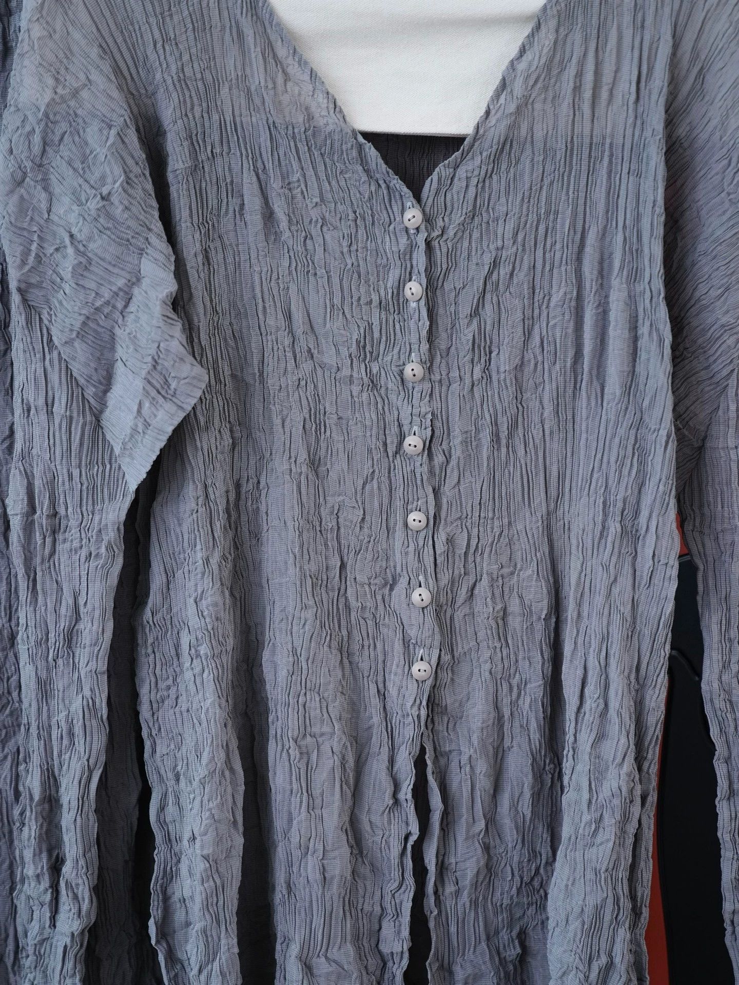 Issey Miyake Issey Miyake 1990s Silk Pleated Charcoal Gray Top & Skirt Size M / US 6-8 / IT 42-44 - 6 Thumbnail