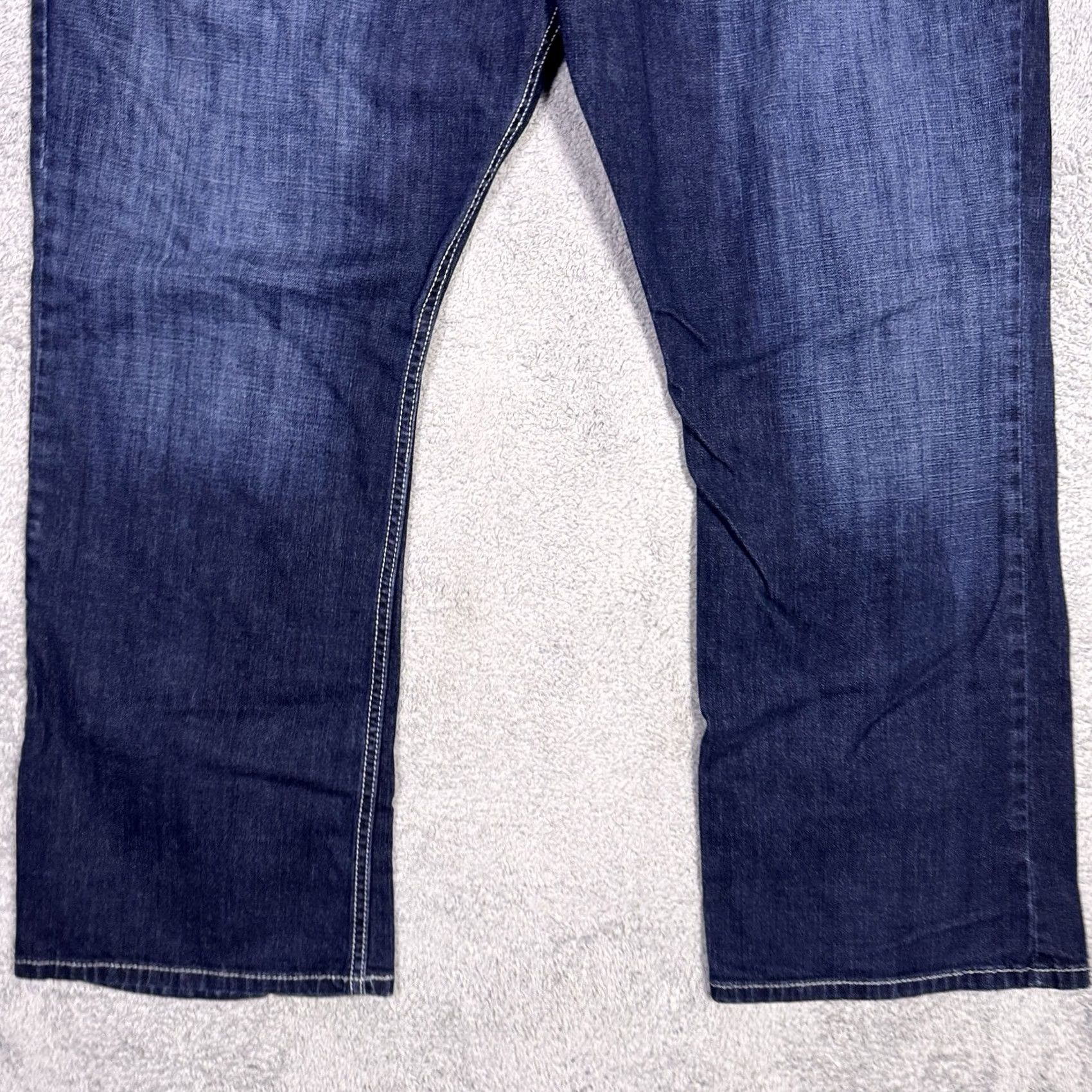 Vintage Cinch Carter Jeans Mens 42x32 Bootcut Western Cowboy Relaxed 5-Pocket Denim Blue Cotton Modern Whisker Work Shoes/Accessories Not Included Size US 42 / EU 58 - 2 Thumbnail