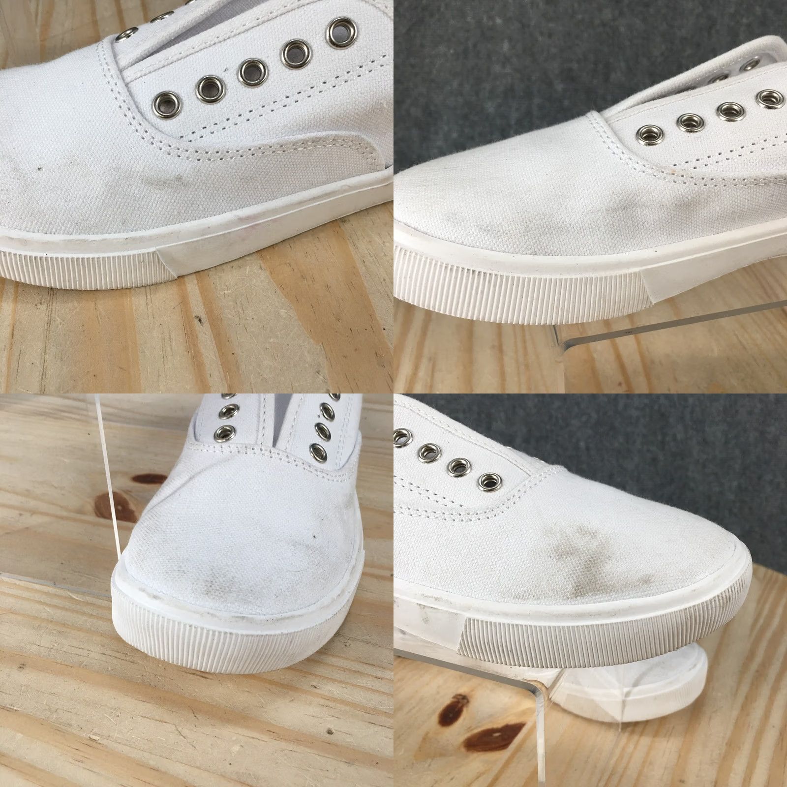 Vintage Time and Tru Shoes Womens White Casual Sneakers Canvas Round Toe Low Top Size M / US 6-8 / IT 42-44 - 9 Thumbnail
