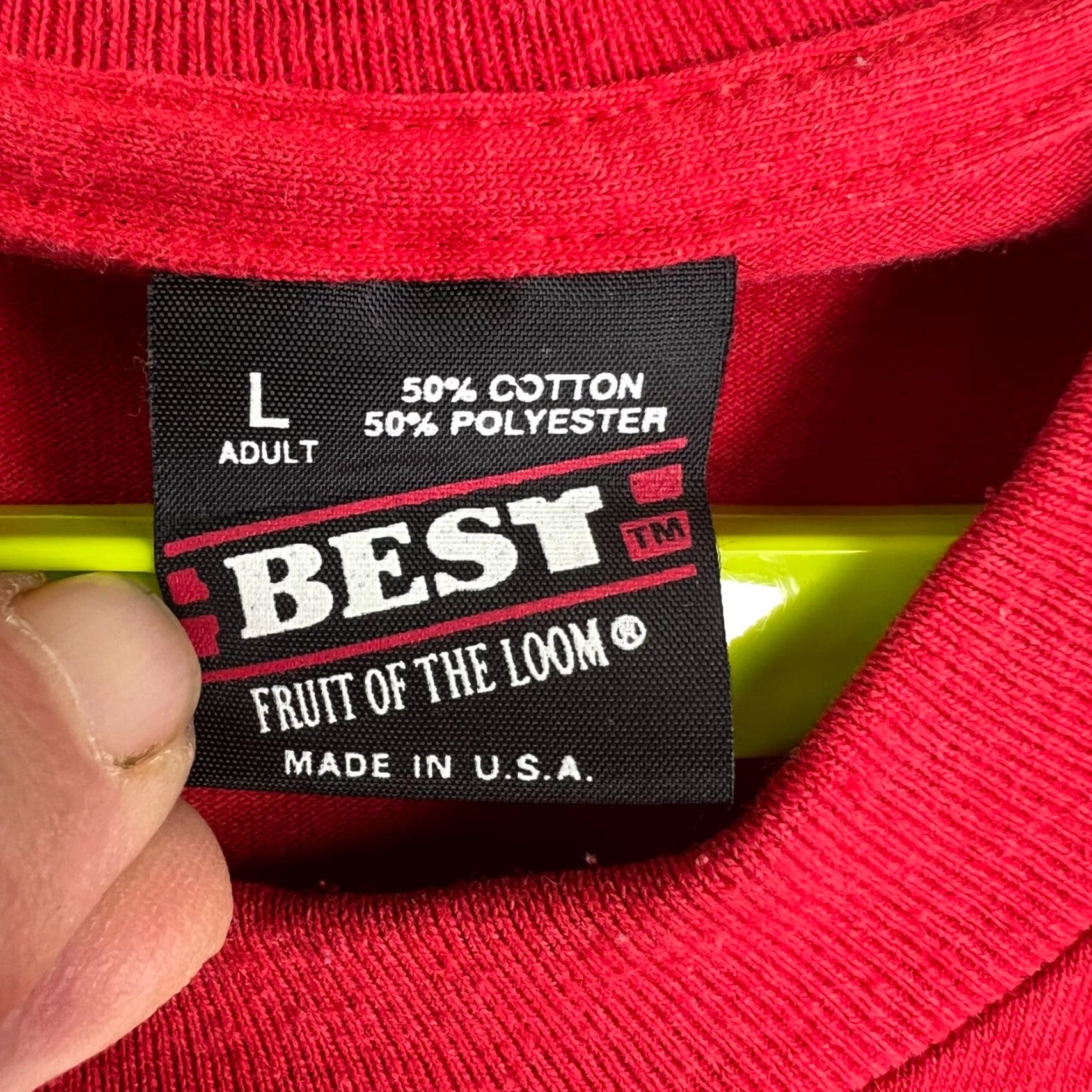 Fruit Of The Loom VINTAGE Fruit of the Loom Band T-Shirt Men Adult Large Red Cotton Short Sleeve Crew Neck Graphic 90s Sunset Beach Size US L / EU 52-54 / 3 - 4 Thumbnail