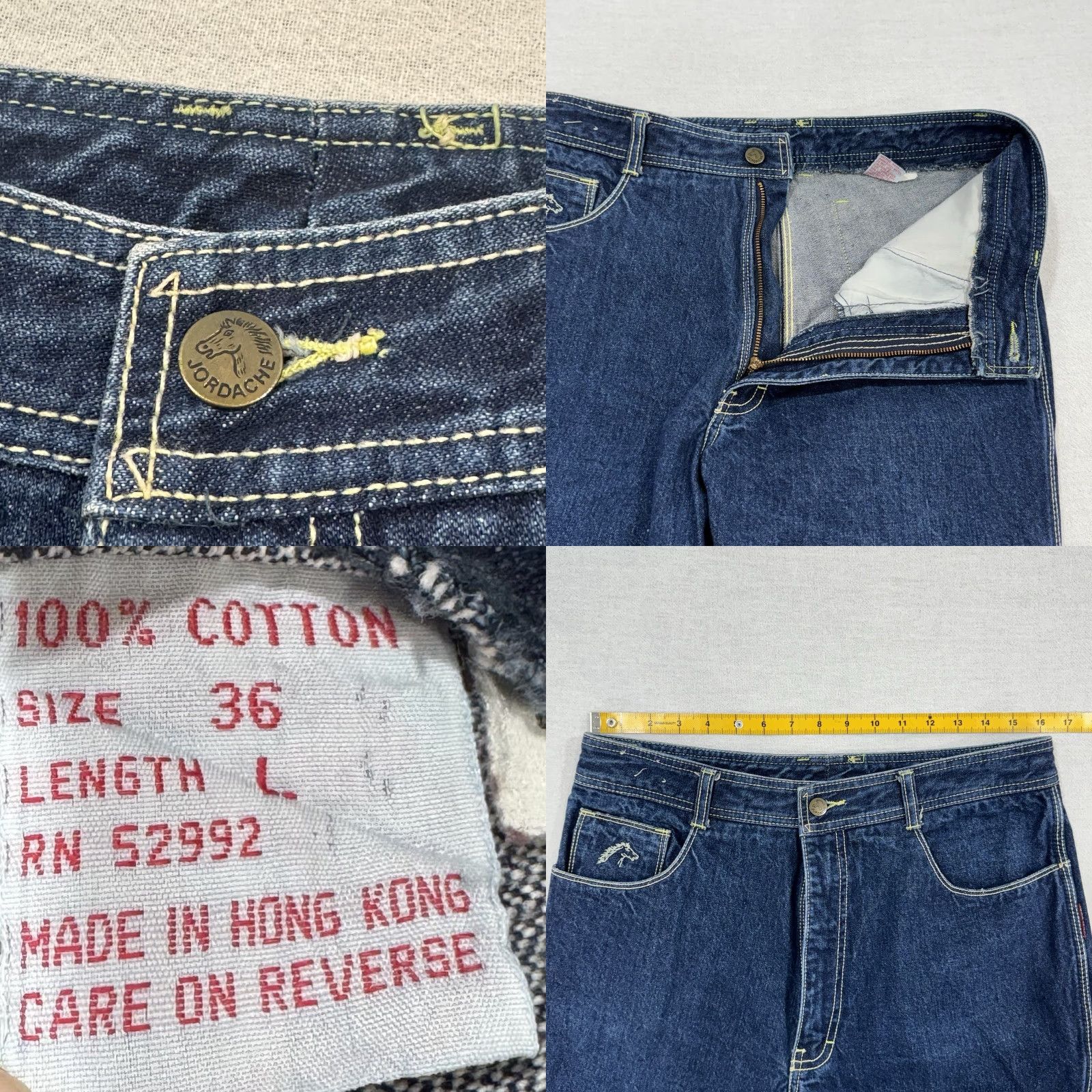 Jordache VTG 80s Jordache Horse-head Blue Jeans Size 36 Regular Unisex Adults 32x26 Dark Wash Flared High Rise Button Zip Cotton Denim Jeans Size US 32 / EU 48 - 8 Thumbnail