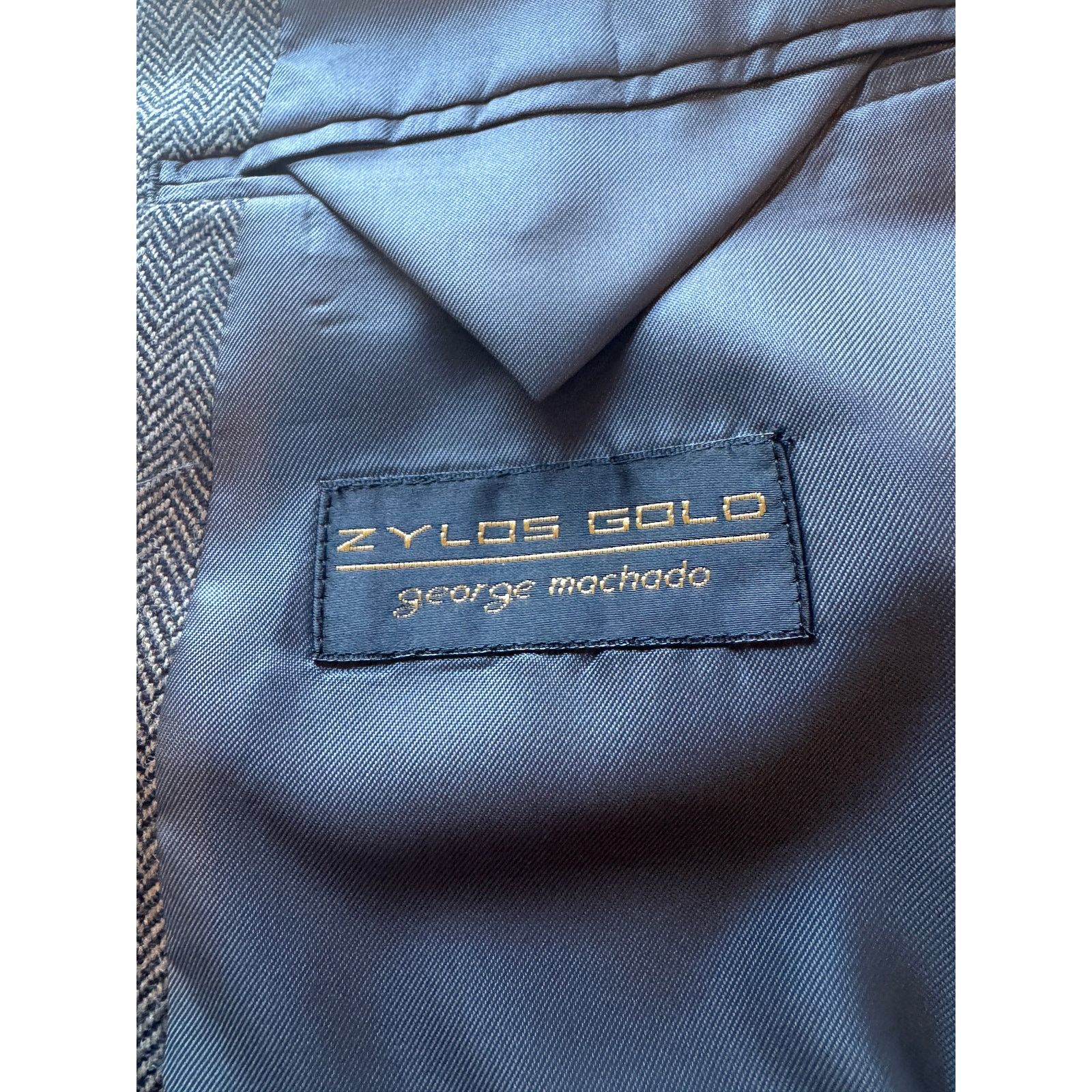 Zylos George Machado Zylos Gold Lambswool Cashmere Herringbone Blazer Poet 46R Size 46R - 10 Thumbnail