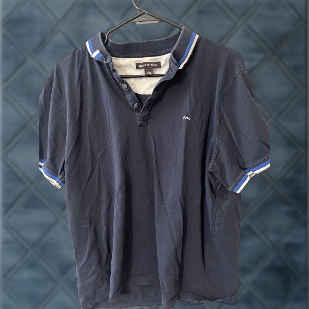 Michael Kors VINTAGE MICHAEL KORS Polo Shirt Navy Blue Heathered Cotton Short Sleeve Adult Large Mens Size US L / EU 52-54 / 3 - 1 Thumbnail