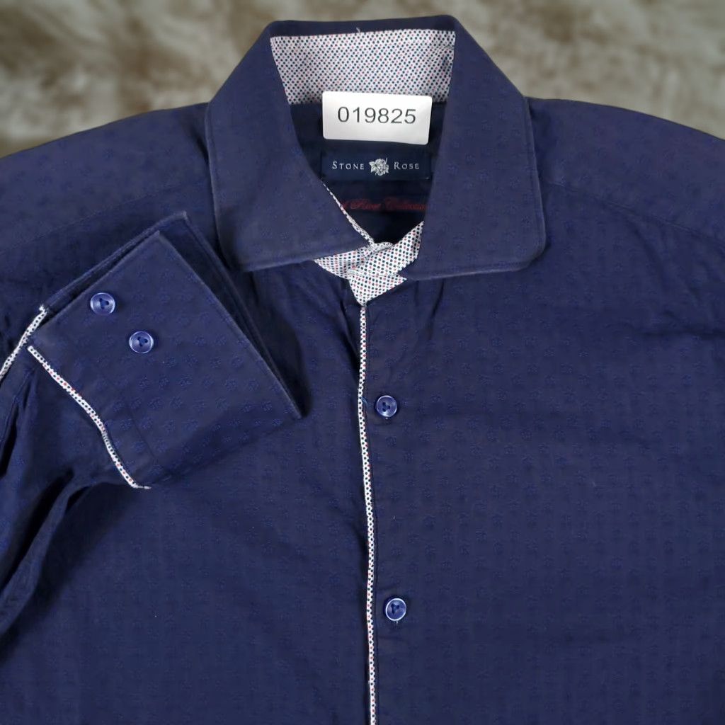 Vintage VINTAGE Stone Rose Shirt Mens Size 1 Navy Blue Casual Button Up Long Sleeve Size US XS / EU 42 / 0 - 1 Thumbnail