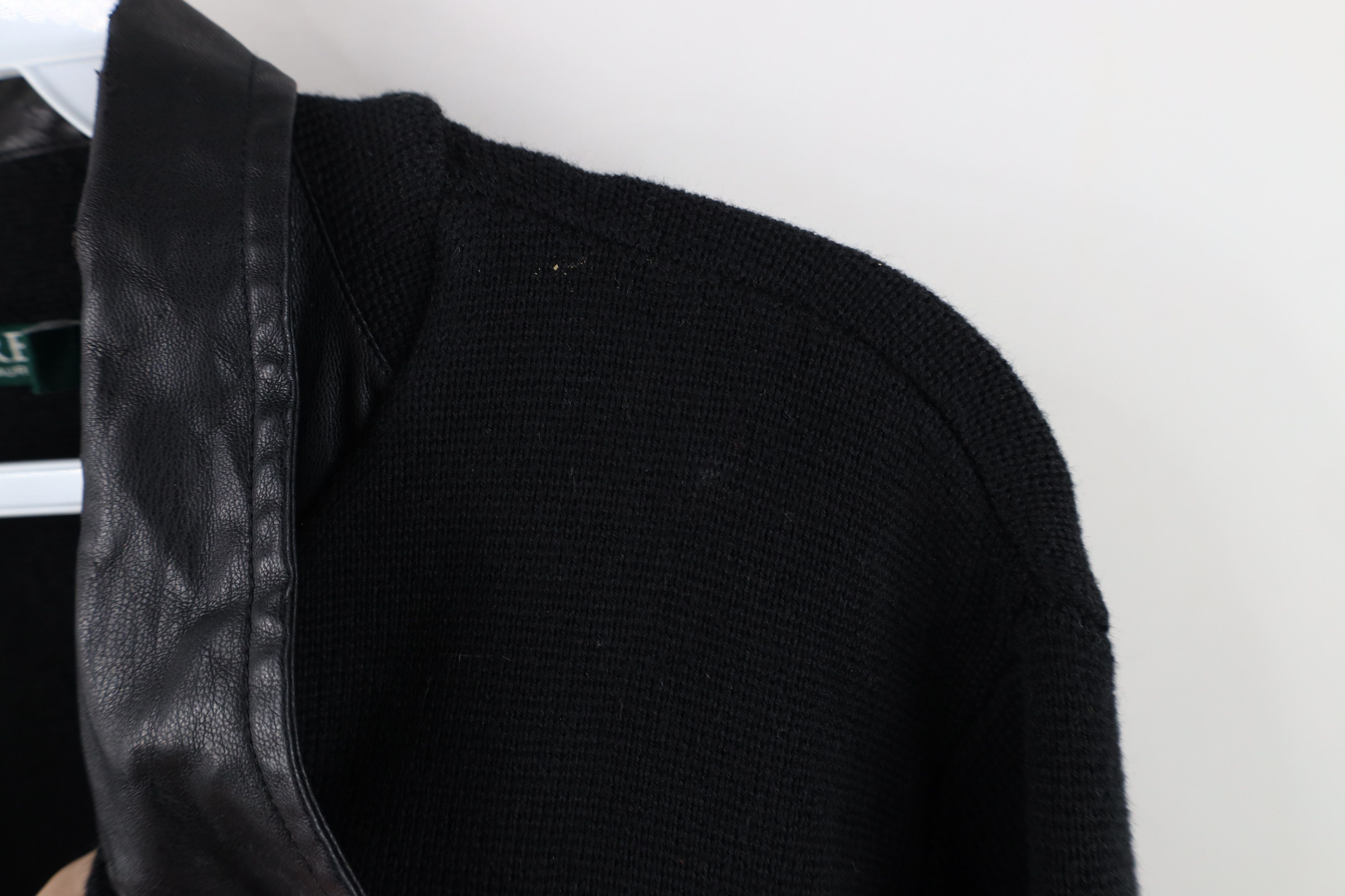 Ralph Lauren Vintage Ralph Lauren Faux Leather Trim Knit Blazer Jacket Size XL / US 12-14 / IT 48-50 - 5 Thumbnail