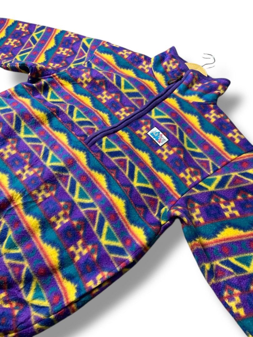 Japanese Brand APPI Tribal Patterned Half-Zip Fleece Jacket (135) Size US M / EU 48-50 / 2 - 4 Thumbnail