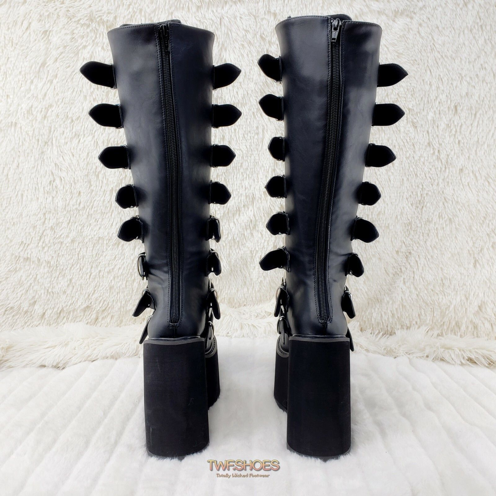 Demonia Cult Trinity Swing 815 Black Matte Goth Knee Boot 5.5" Platform D Size US 11 / IT 41 - 5 Thumbnail
