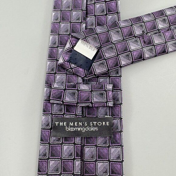 Bloomingdale's The Men's Store Bloomingdale's Purple / Grey Geo Men's Tie Size ONE SIZE - 3 Thumbnail