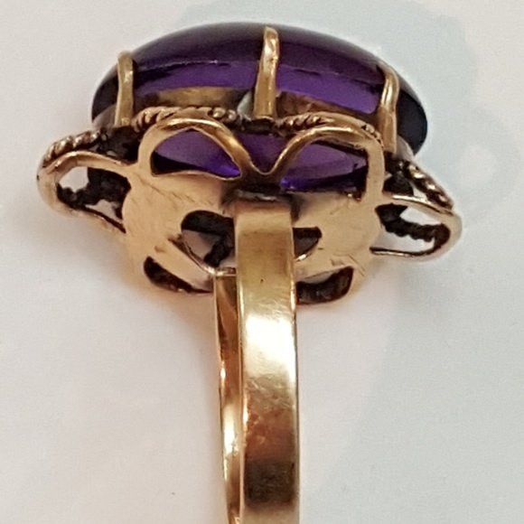 Other Antique 14k Yellow Gold Genuine Amethyst Filigree Ring Size ONE SIZE - 5 Thumbnail