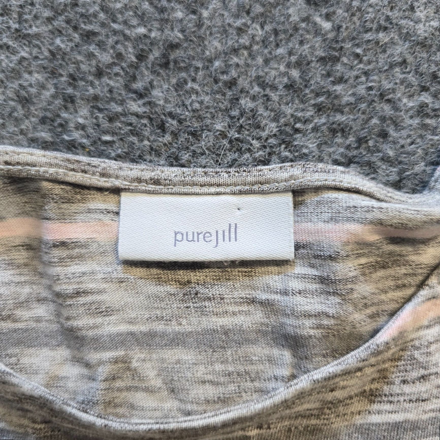 J. Jill J. Jill Top Shirt Womens L Gray Pink Striped Long Sleeve Stretch Knit Blouse Casual Career Size L / US 10 / IT 46 - 4 Thumbnail