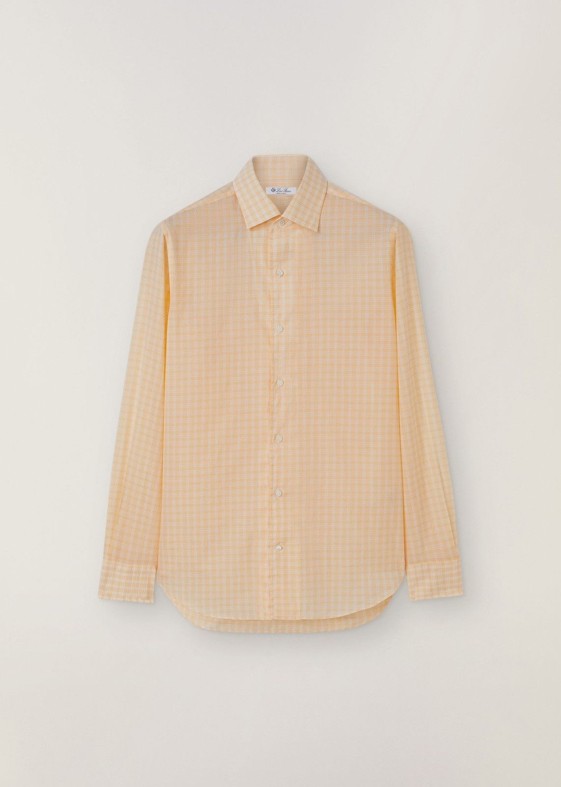 o1loc1c0124 Check Cotton Voile Shirt in Orange White