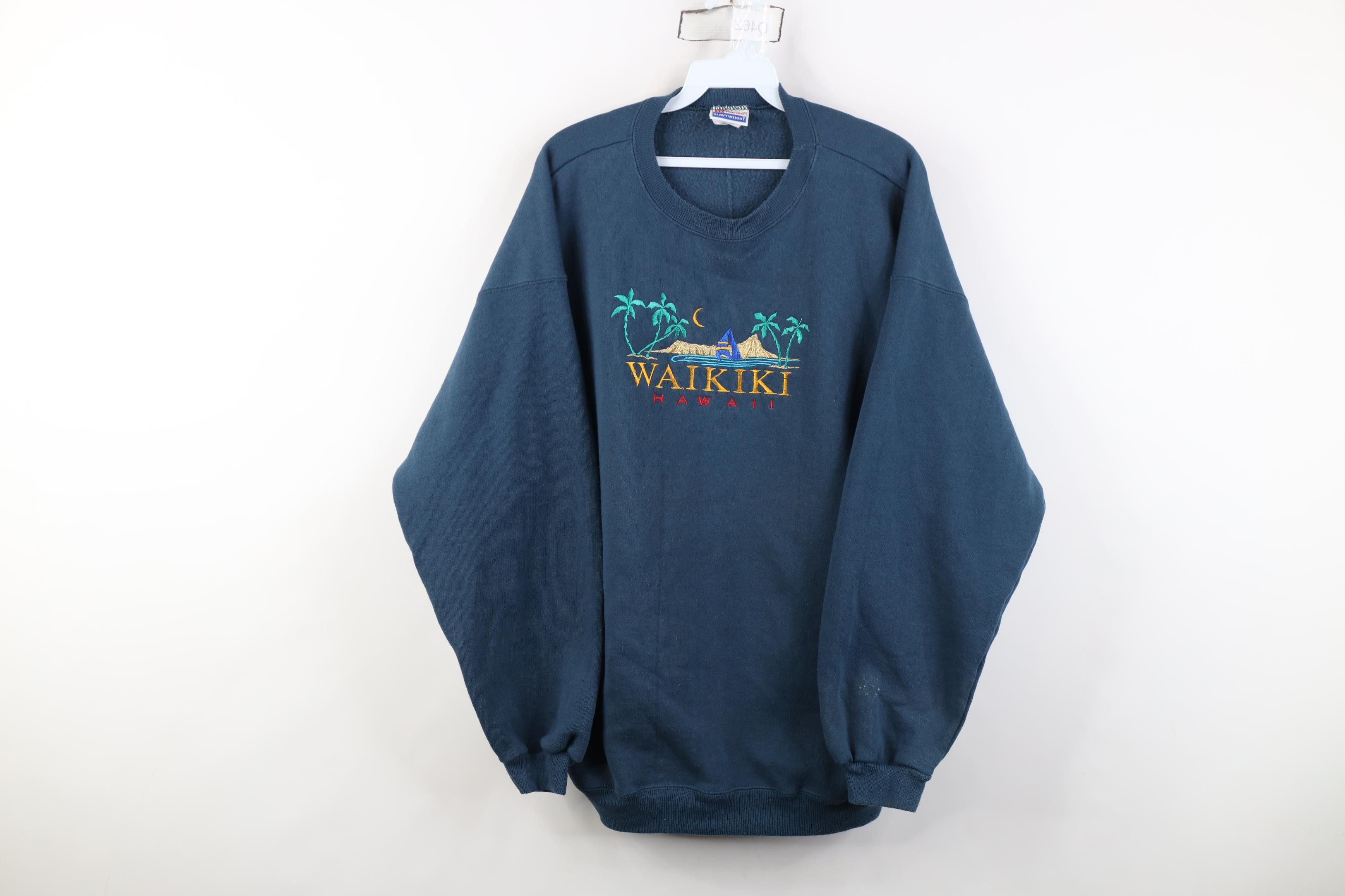 Vintage Vintage 90s Streetwear Hawaii Beach Crewneck Sweatshirt Blue Size US XL / EU 56 / 4 - 1 Thumbnail