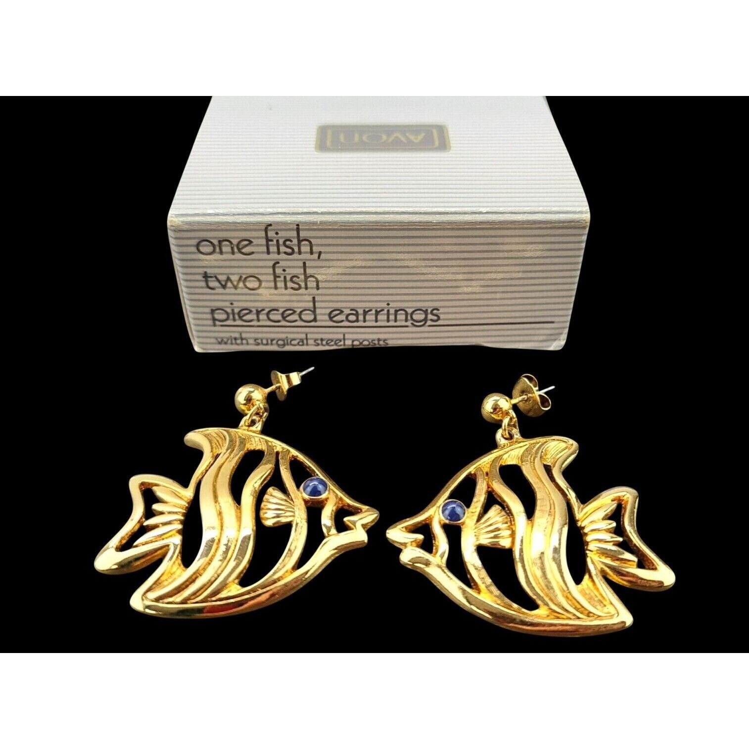 Other Vintage Avon Angel Fish Earrings Pierced Surgical Steel Post Size ONE SIZE - 2 Thumbnail