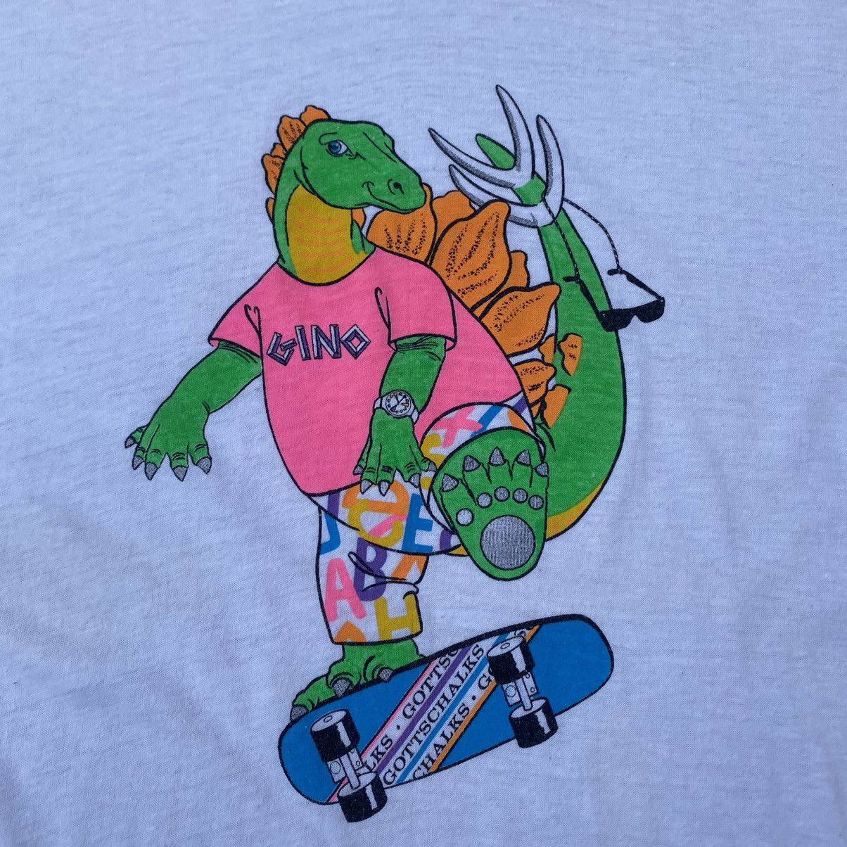 Vintage 1980s Dinasour Skate Single Stitched Paperthin Size US L / EU 52-54 / 3 - 3 Thumbnail