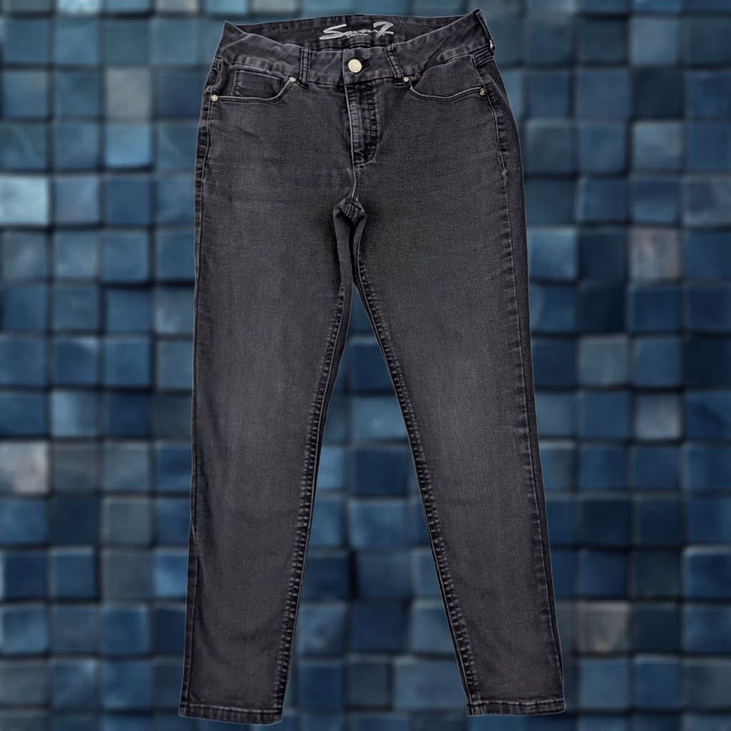 Vintage Seven7 TummyLess High Rise Skinny Denim Pants Black 14 (32x29) Women Size 36" / US 14 / IT 50 - 1 Thumbnail