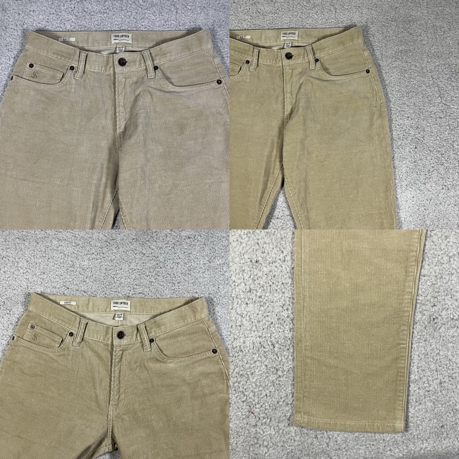 Todd Snyder Todd Snyder Pants Mens 29x30 Beige Corduroy Slim Fit Stretch 5 Pocket Chino Casual Size US 29 - 8 Thumbnail