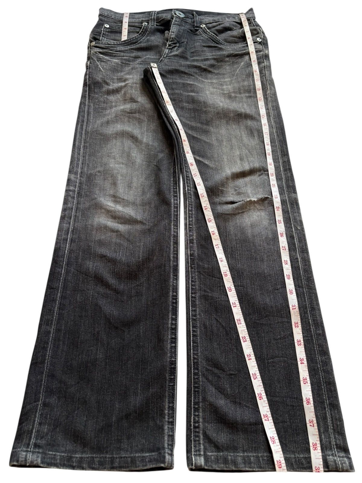 Lee Vintage Lee Mud Wash Buckle Back Distressed Rip Loose Jeans Size US 30 / EU 46 - 13 Thumbnail