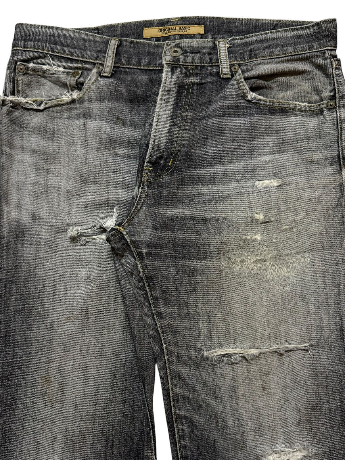 Uniqlo Vintage Y2K Japanese Uniqlo Faded Wash Distressed Wide Leg Size US 33 - 3 Thumbnail