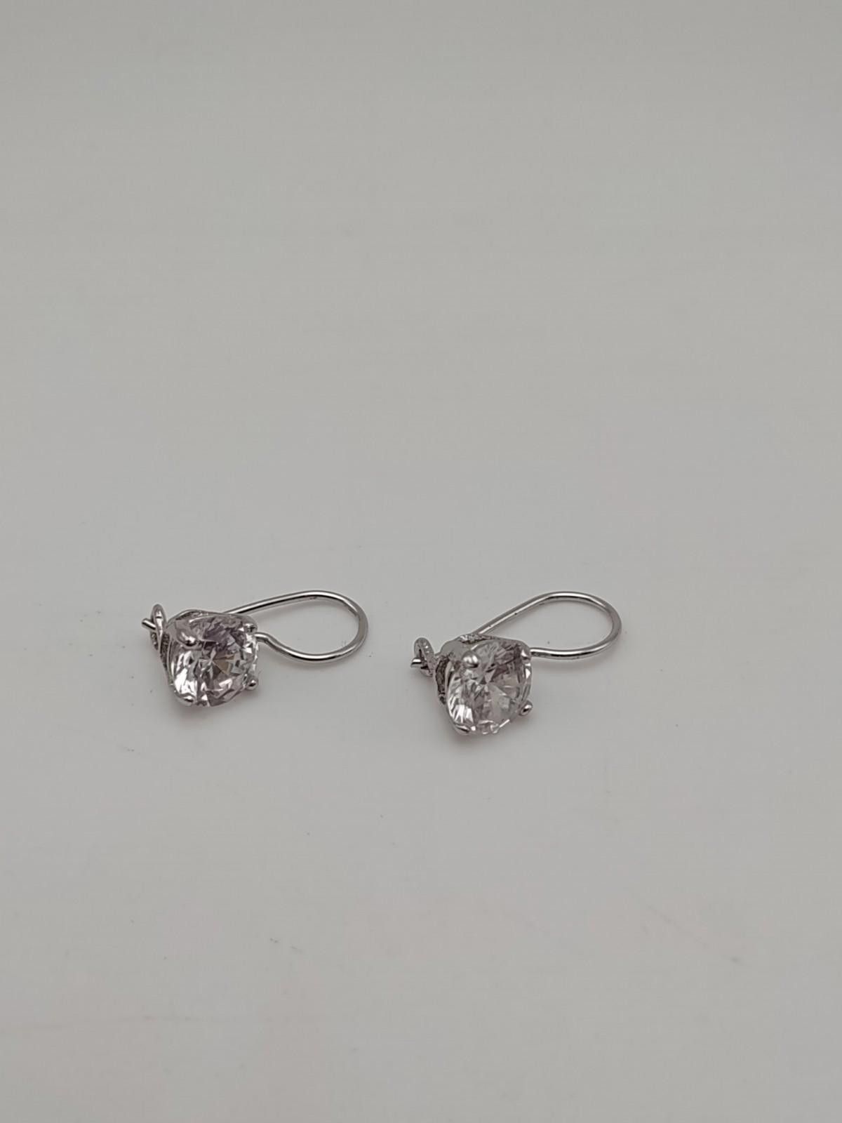 The Unbranded Brand Vintage 925 Sterling Silver Brilliant Cut CZ Drop Earrings Size ONE SIZE - 2 Thumbnail